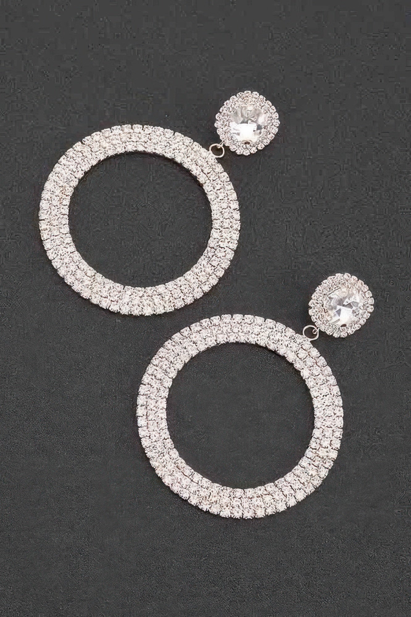 Rhinestone Circle Drop Earrings Secondary image