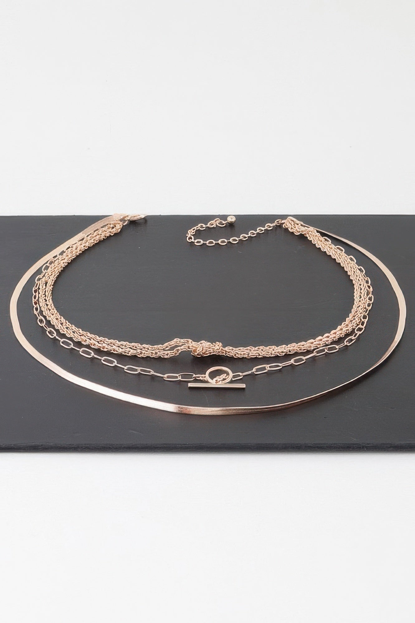 Layered Mixed-Metal Toggle Chain Necklace Secondary image