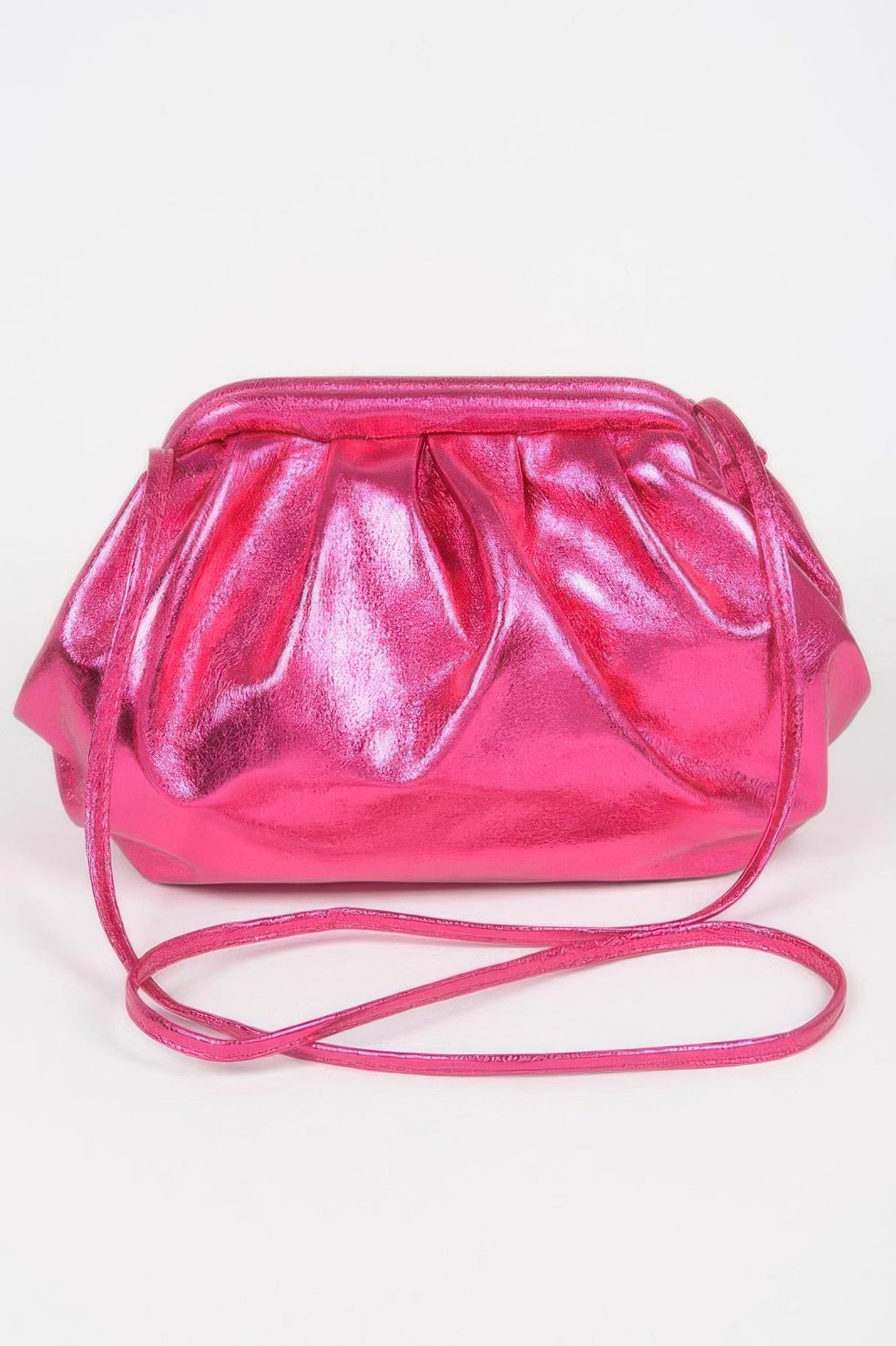 Glossy Pleated PU Crossbody Bag Secondary image