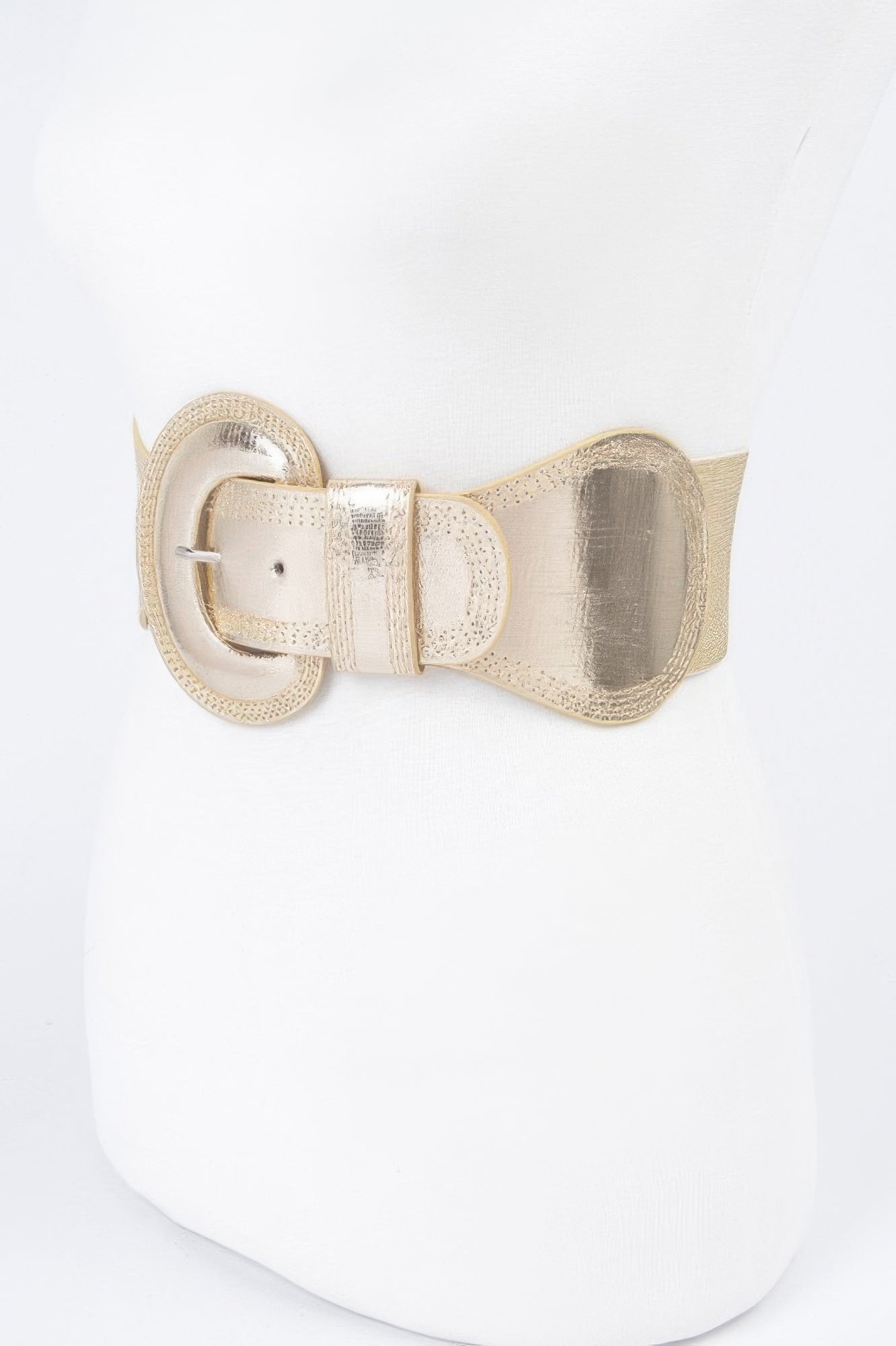 Metallic Faux Leather Stretch Waist Belt Secondary image