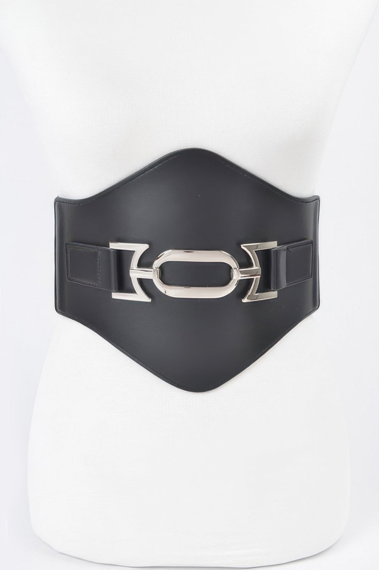 Wide Faux Leather Belt with Statement Buckle Secondary image