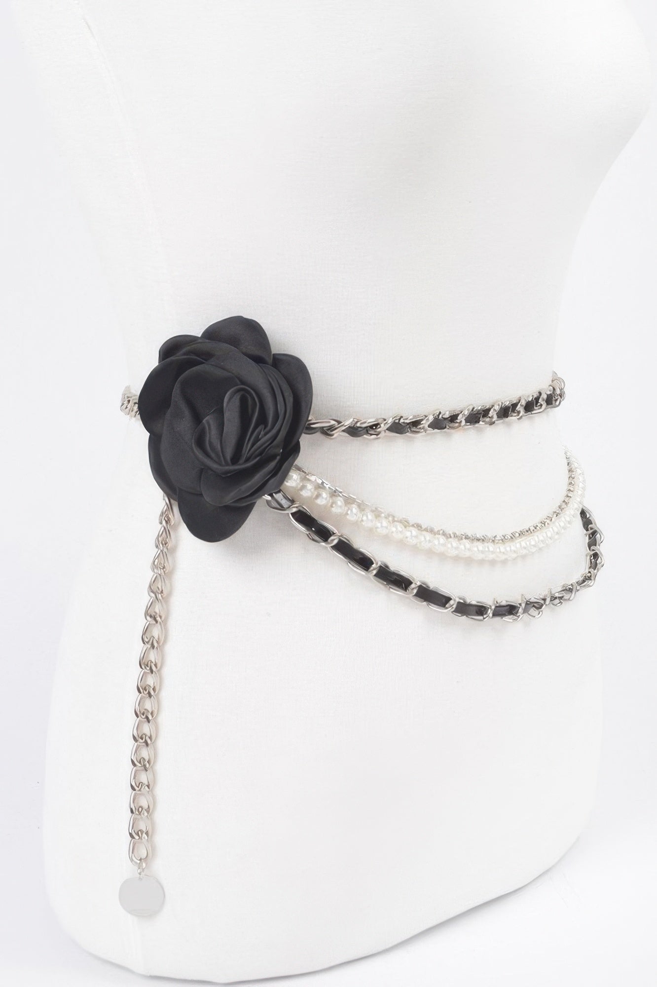 Layered Chain Belt with Two Flower Accents Secondary image