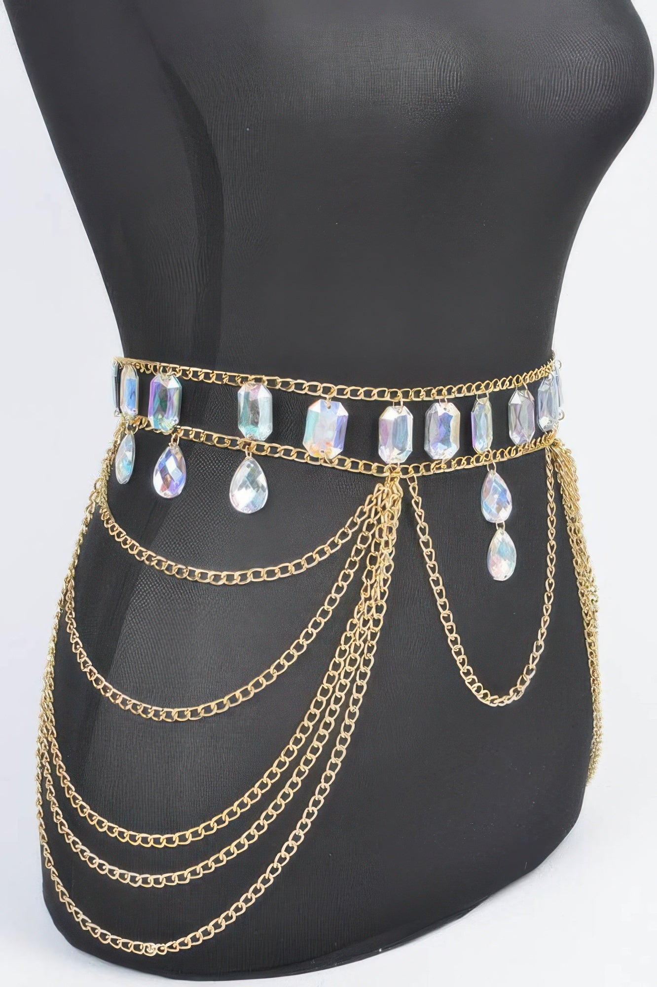 Layered Chain Waist Belt with Acrylic Stone Accents Secondary image