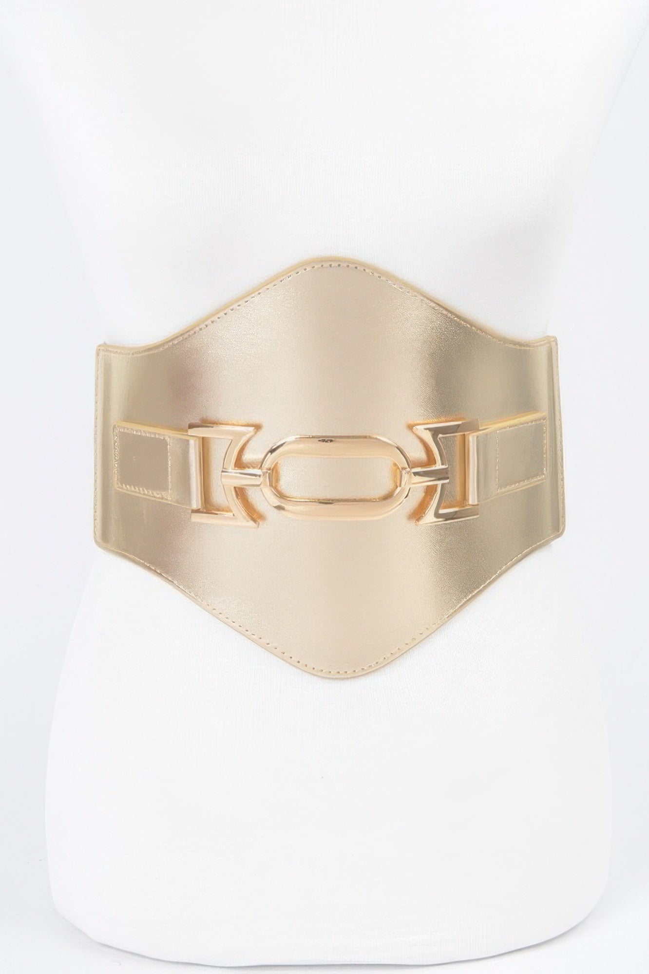 Wide Faux Leather Waist Belt with Gold Hardware Secondary image