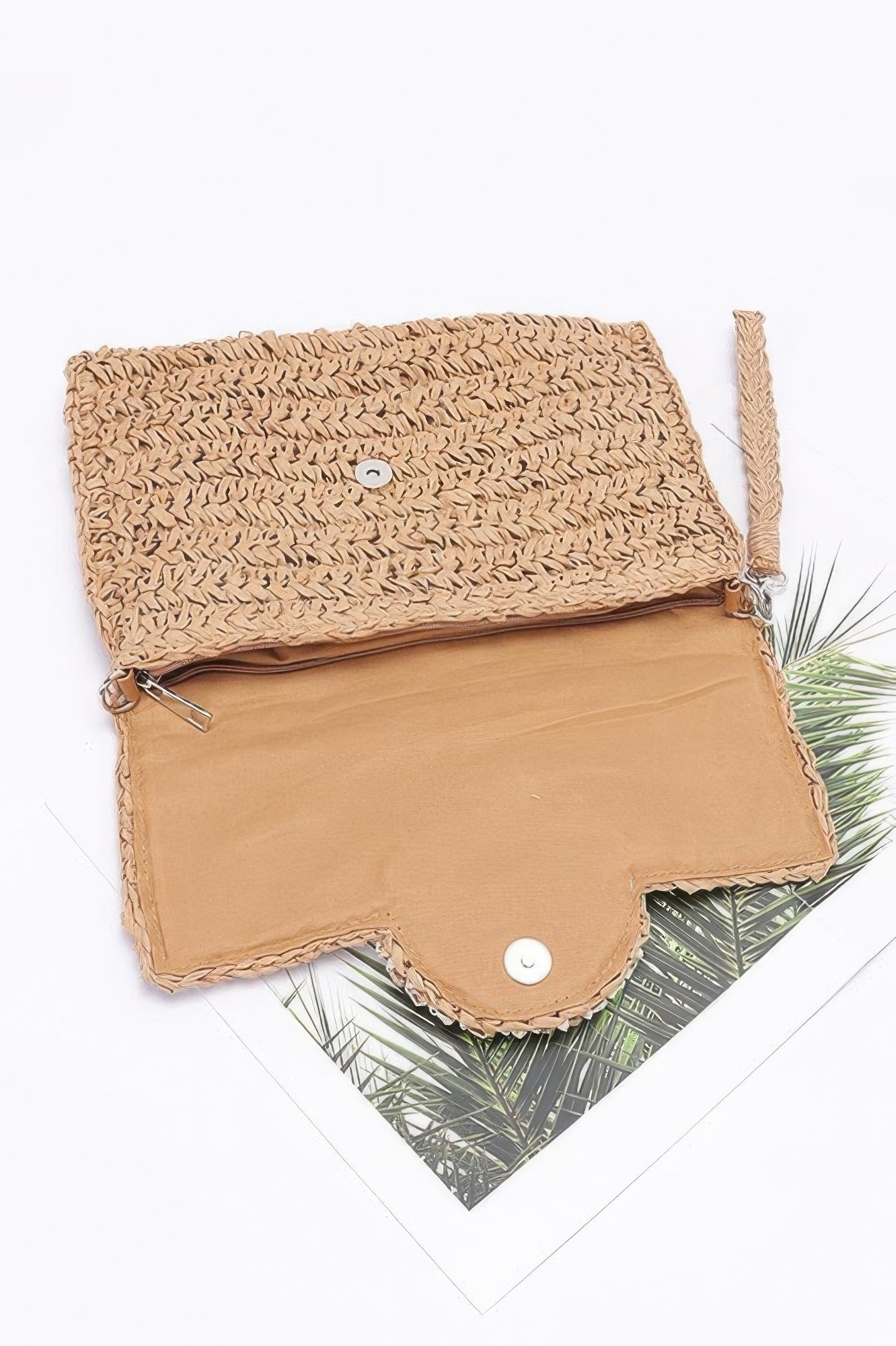Woven Shell-Embellished Flap Bag Secondary image