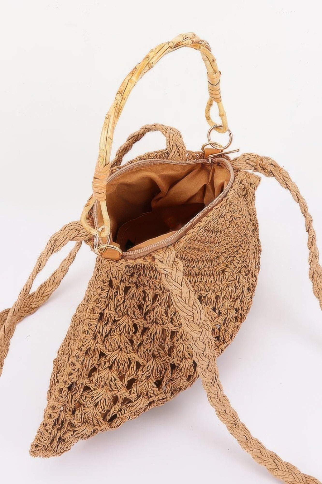 Woven Faux Straw Bamboo Handle Shoulder Bag Secondary image