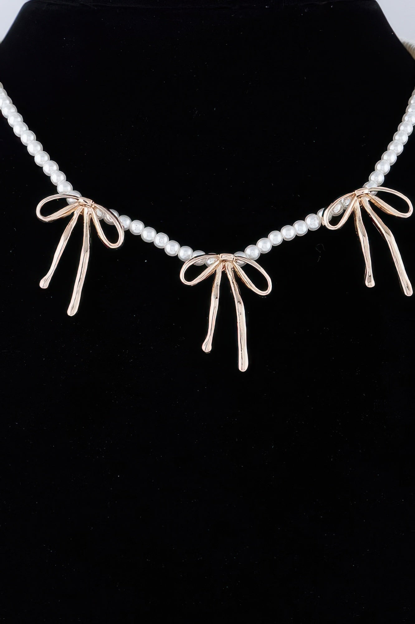 Pearl Bead Bow Charm Necklace Secondary image