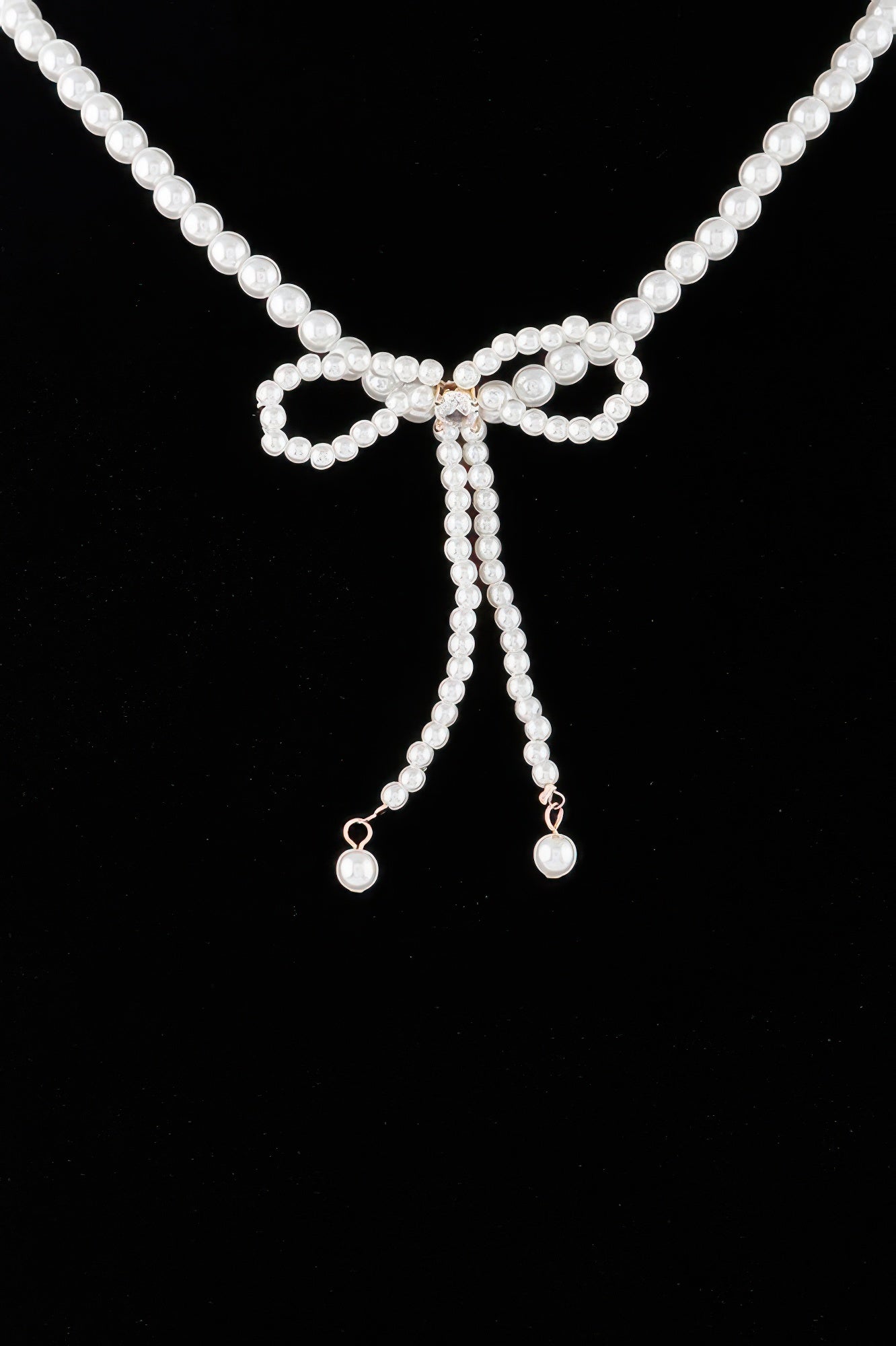 Gold Cream Faux Pearl Tie Necklace Secondary image