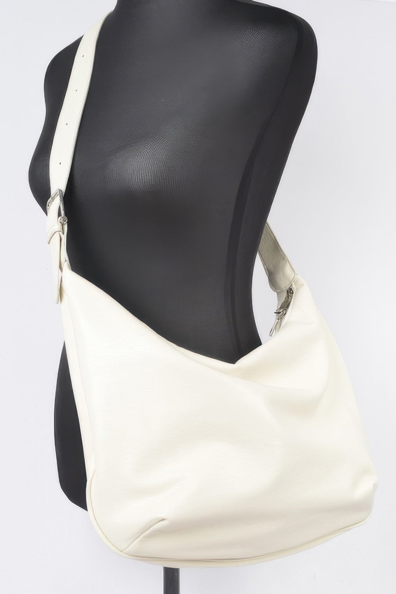 Faux Leather Slouch Shoulder Bag with Silver Hardware Secondary image