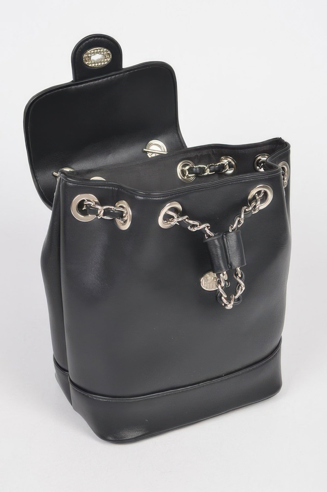 Faux Leather Chain-Detail Flap Backpack Secondary image