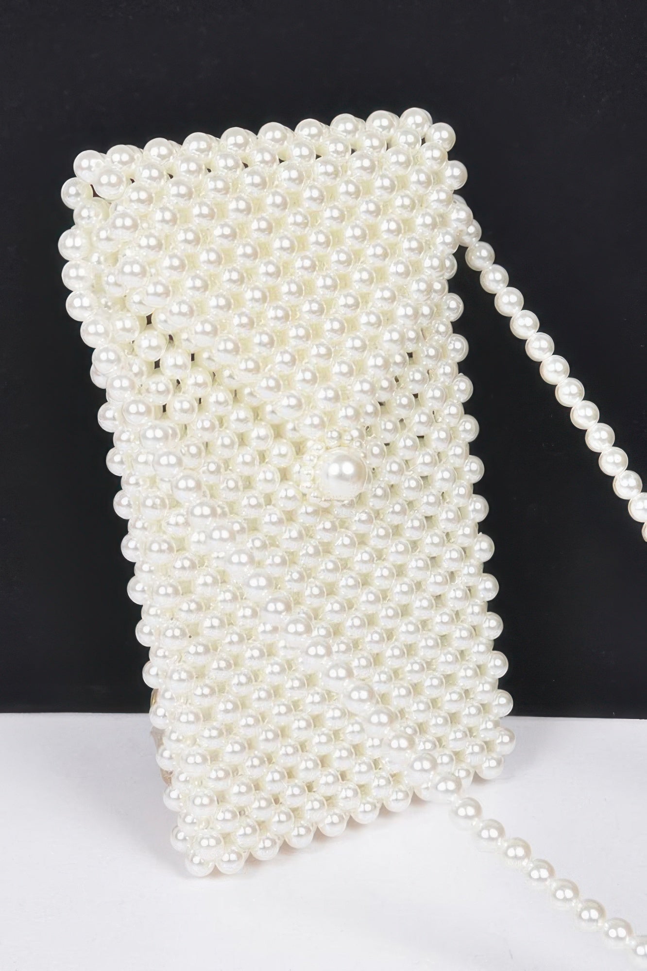 Cream Faux Pearl Beaded Crossbody Bag Secondary image