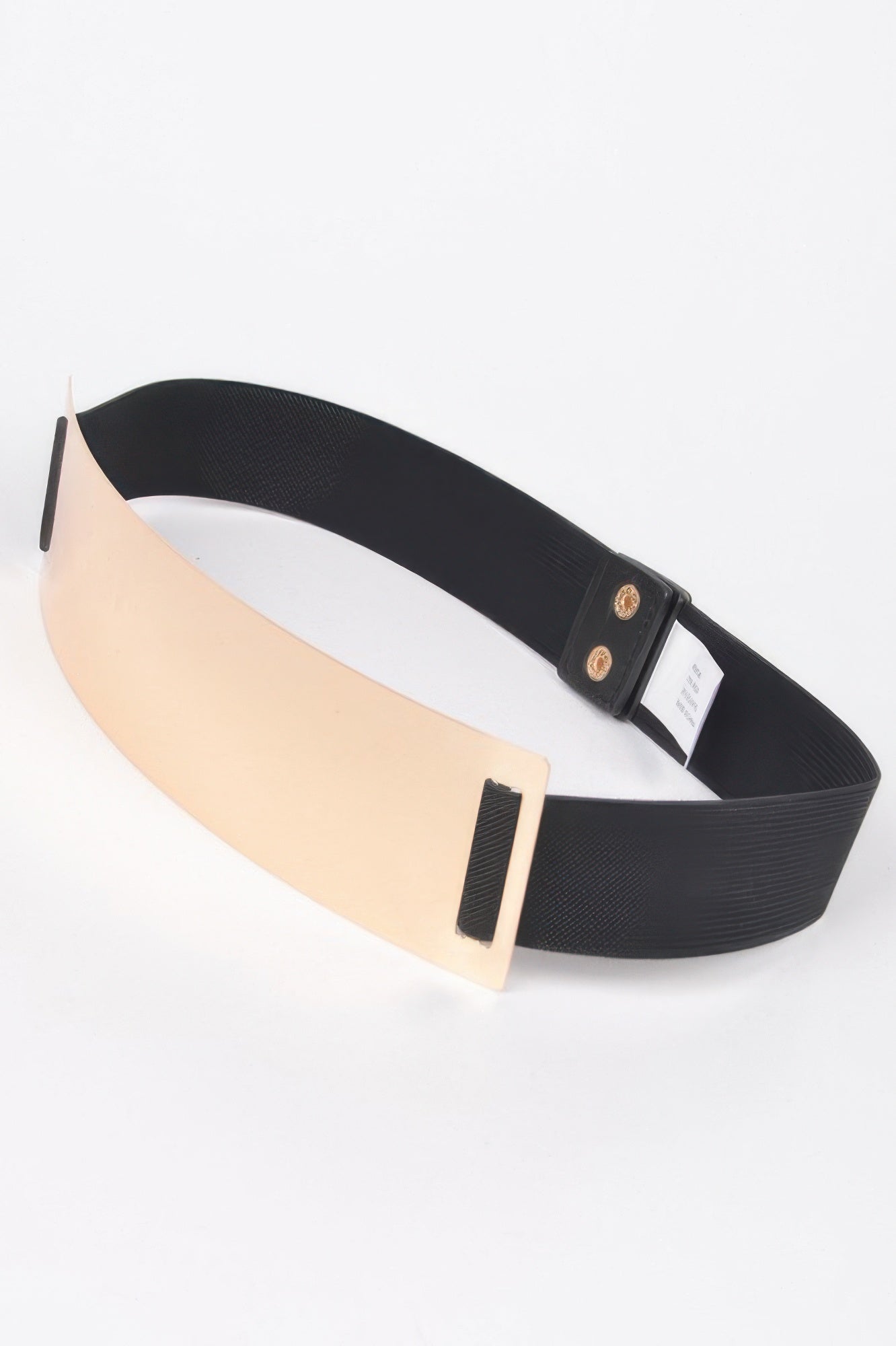 Wide Metallic Plate Stretch Waist Belt Secondary image