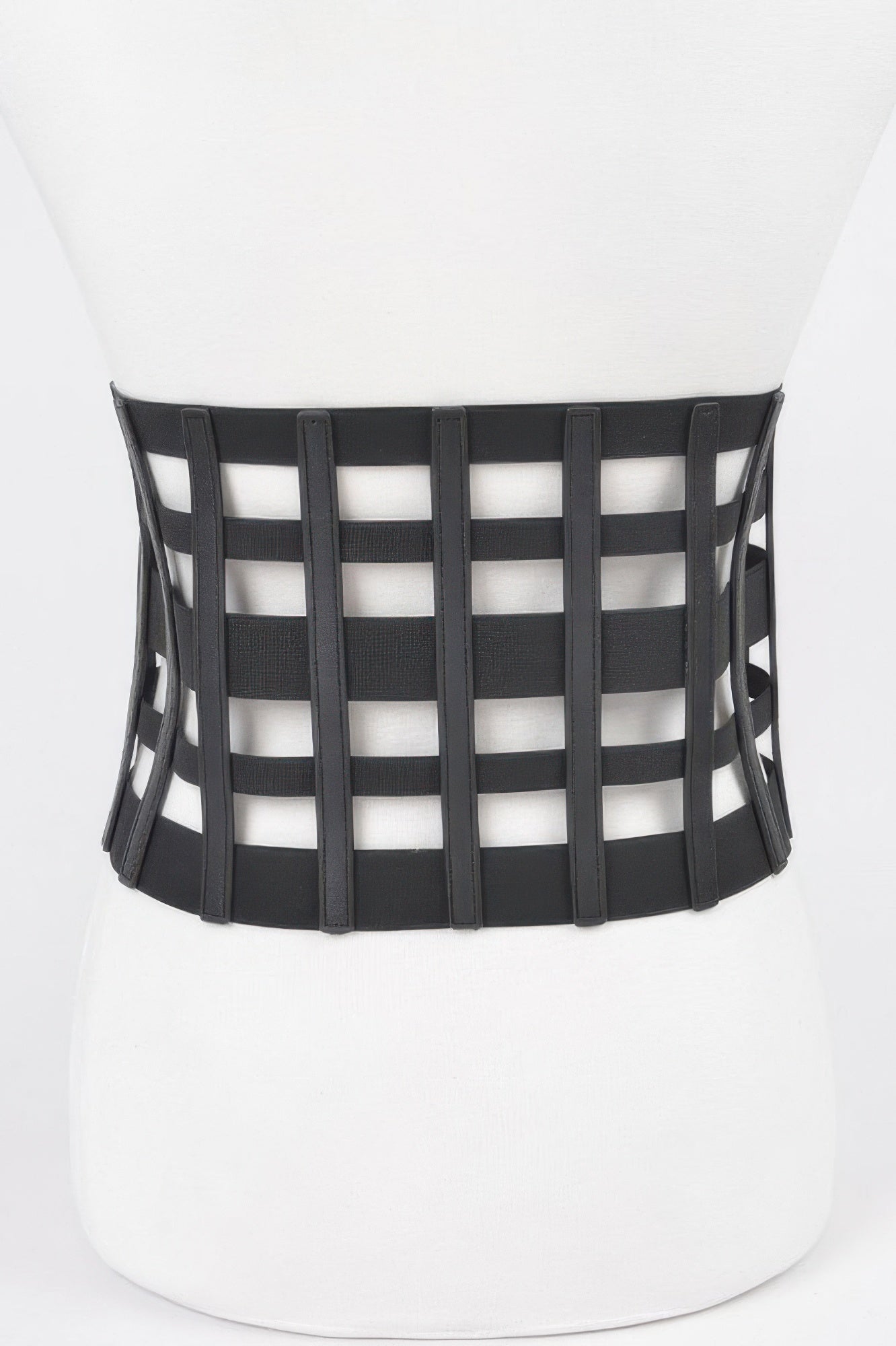 Wide Black Corset Belt with Silver Front Zip Secondary image
