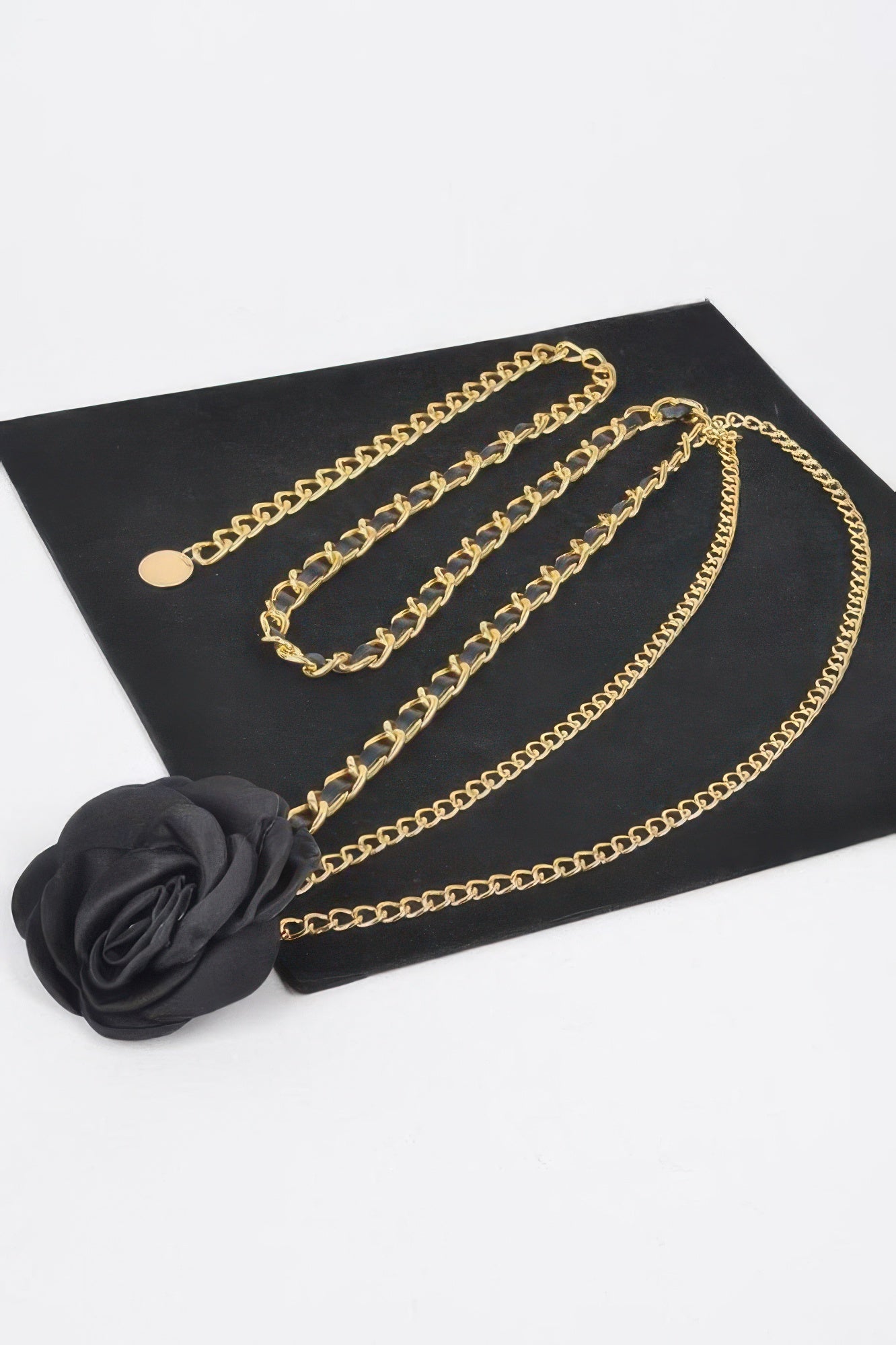 Floral Layered Chain Belt with Metal Accents Secondary image