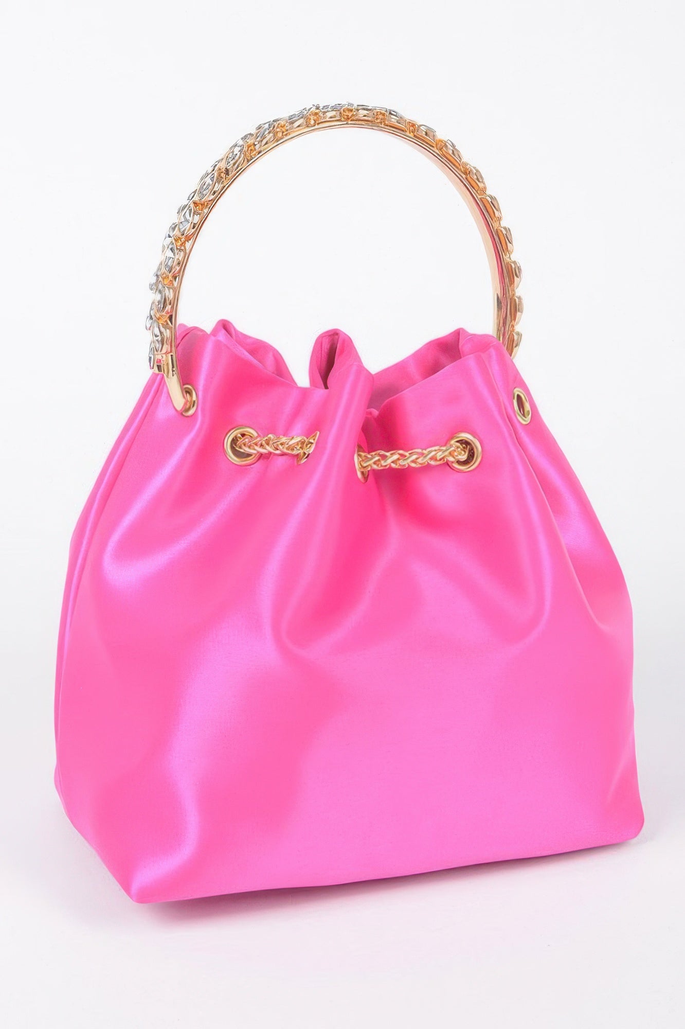 Satin Bucket Bag with Rhinestone Handle Secondary image