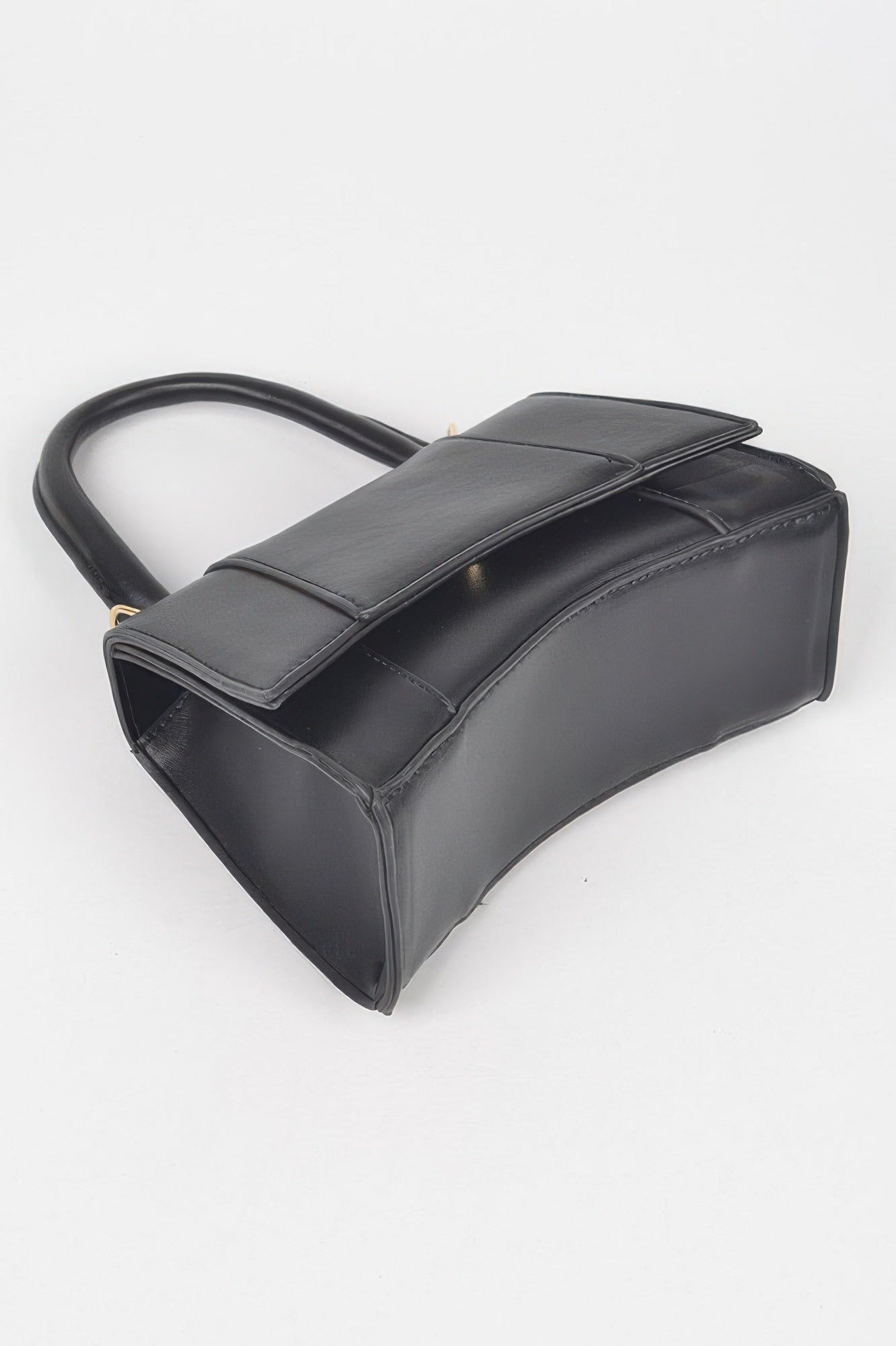 Structured Faux Leather Satchel With Top Handle Secondary image