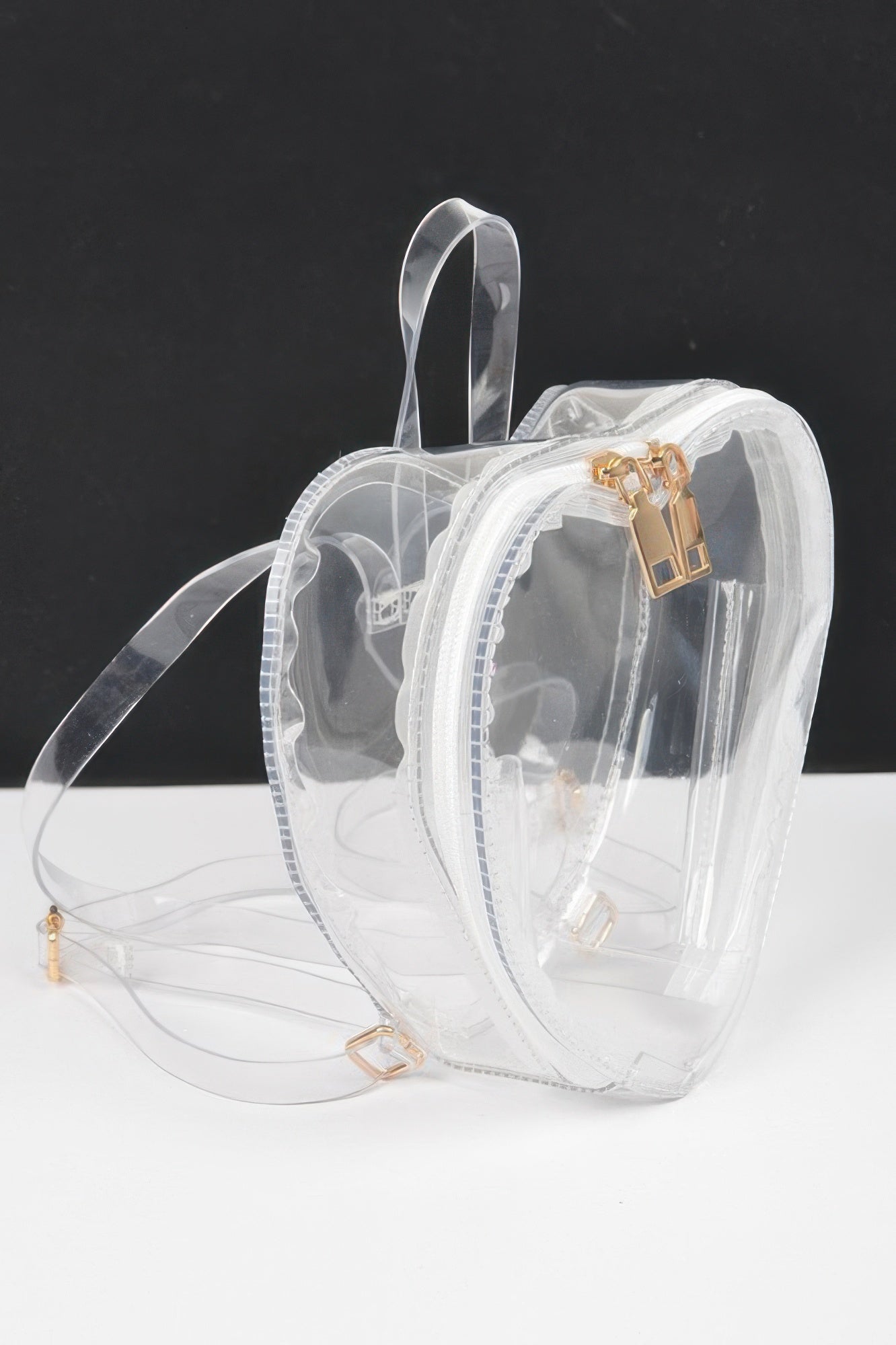 Clear Heart-Shaped PVC Backpack With Gold Hardware Secondary image