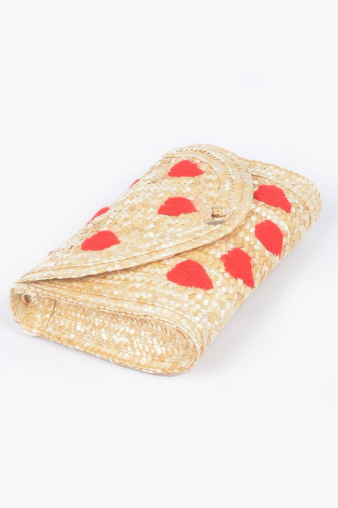Natural Woven Heart Embroidered Shoulder Bag Secondary image