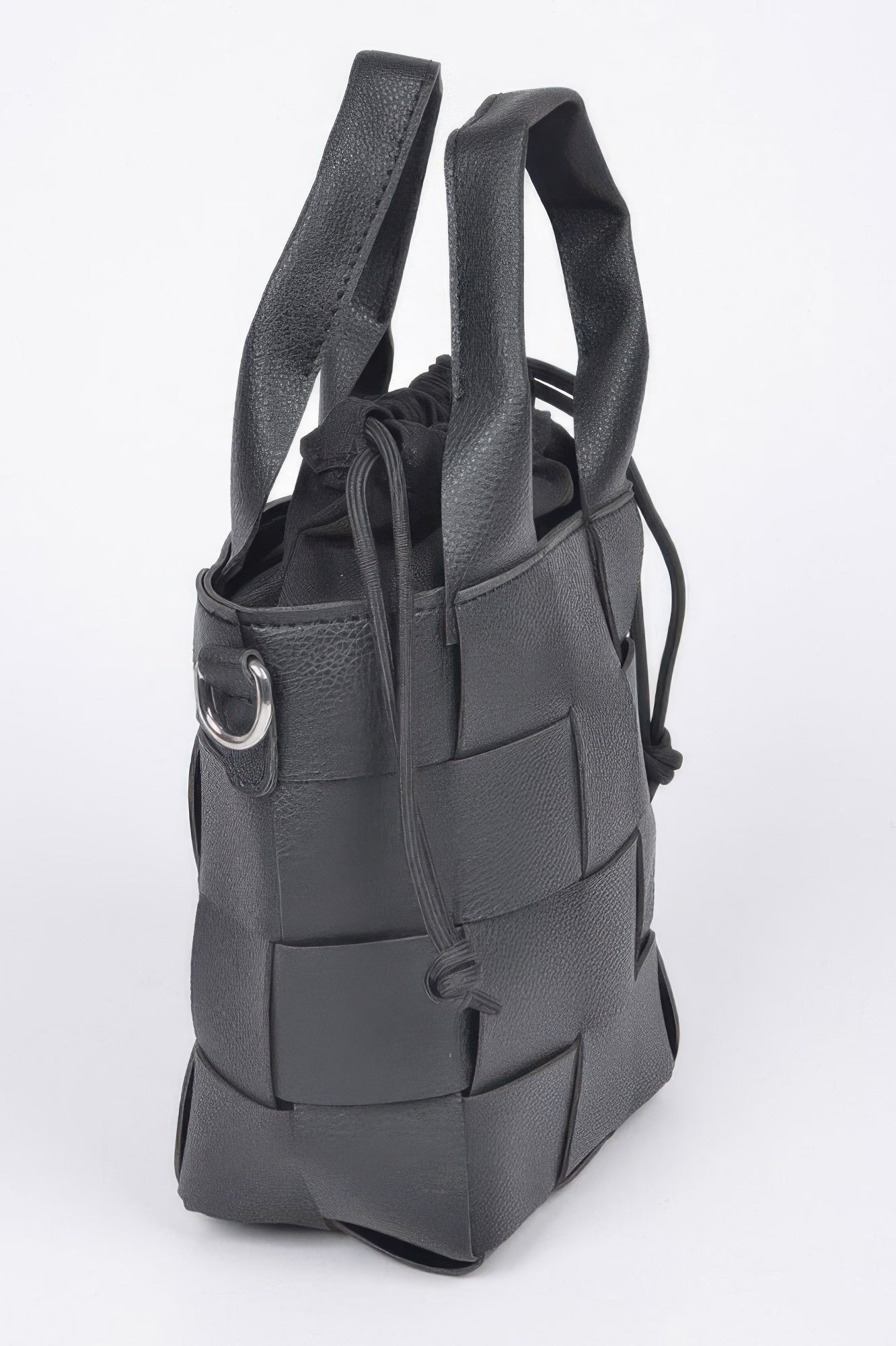 Faux Leather Woven Tote Bag With Removable Canvas Pouch Secondary image