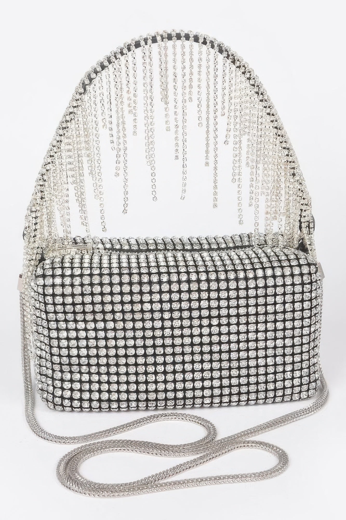 Rhinestone Fringe Strap Clutch in Black Secondary image