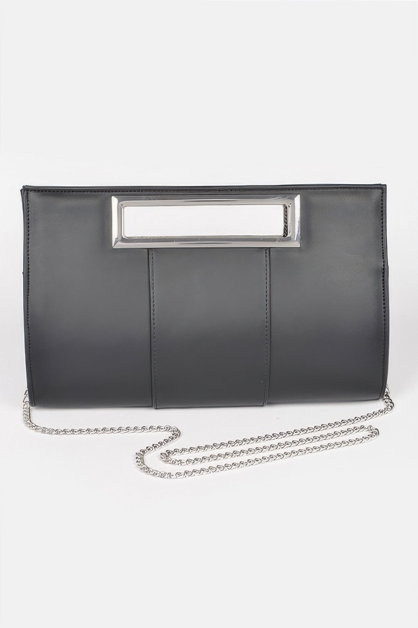 Structured Faux Leather Handle Clutch with Chain Strap Secondary image