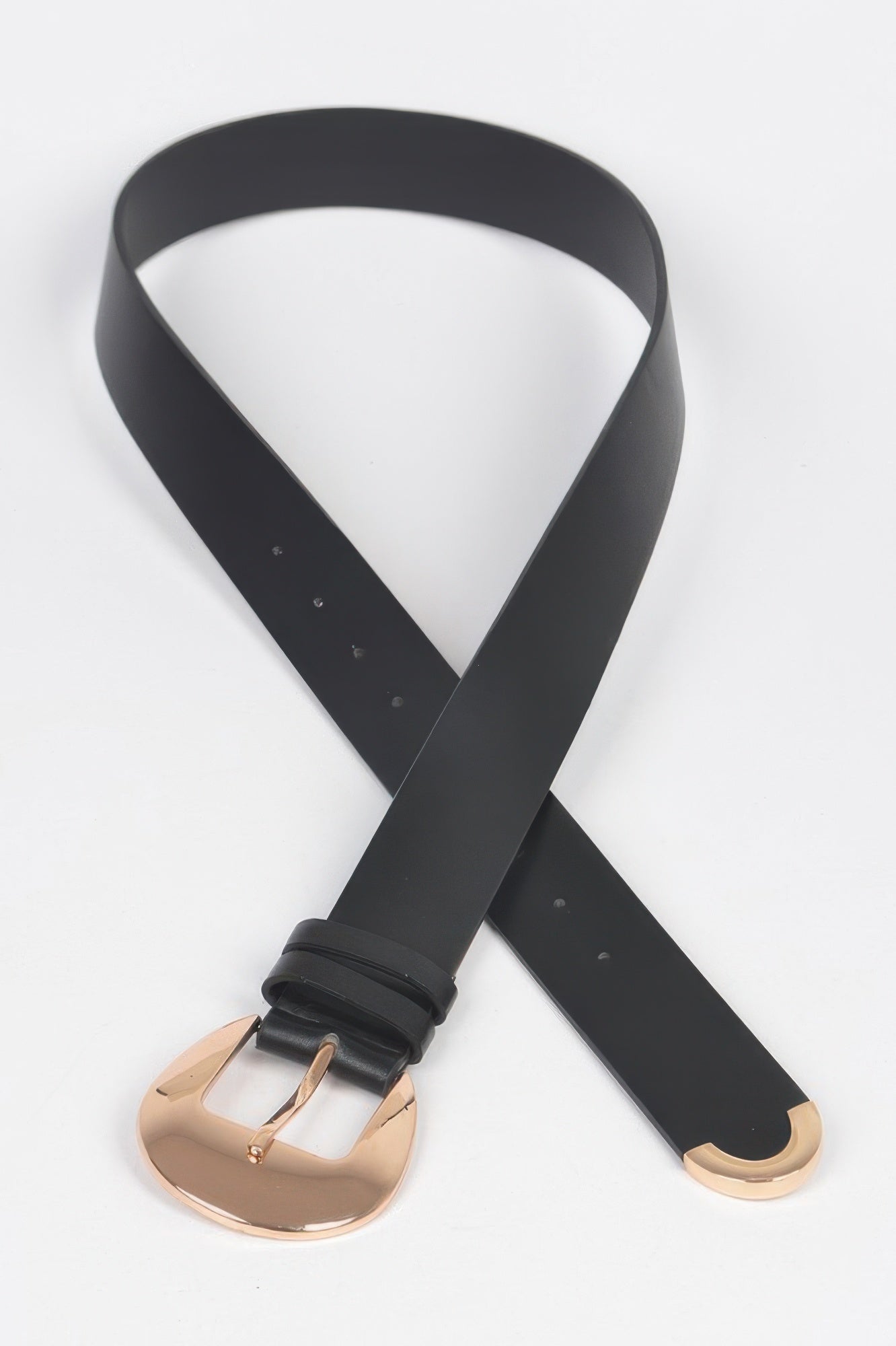 Faux Leather Belt with Rounded Metal Buckle Secondary image