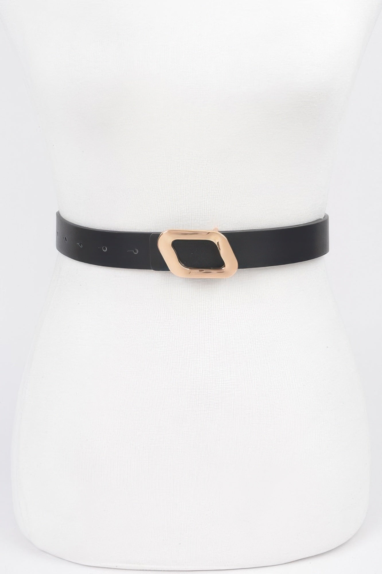 Slim Faux Leather Belt with Modern Metal Buckle Secondary image