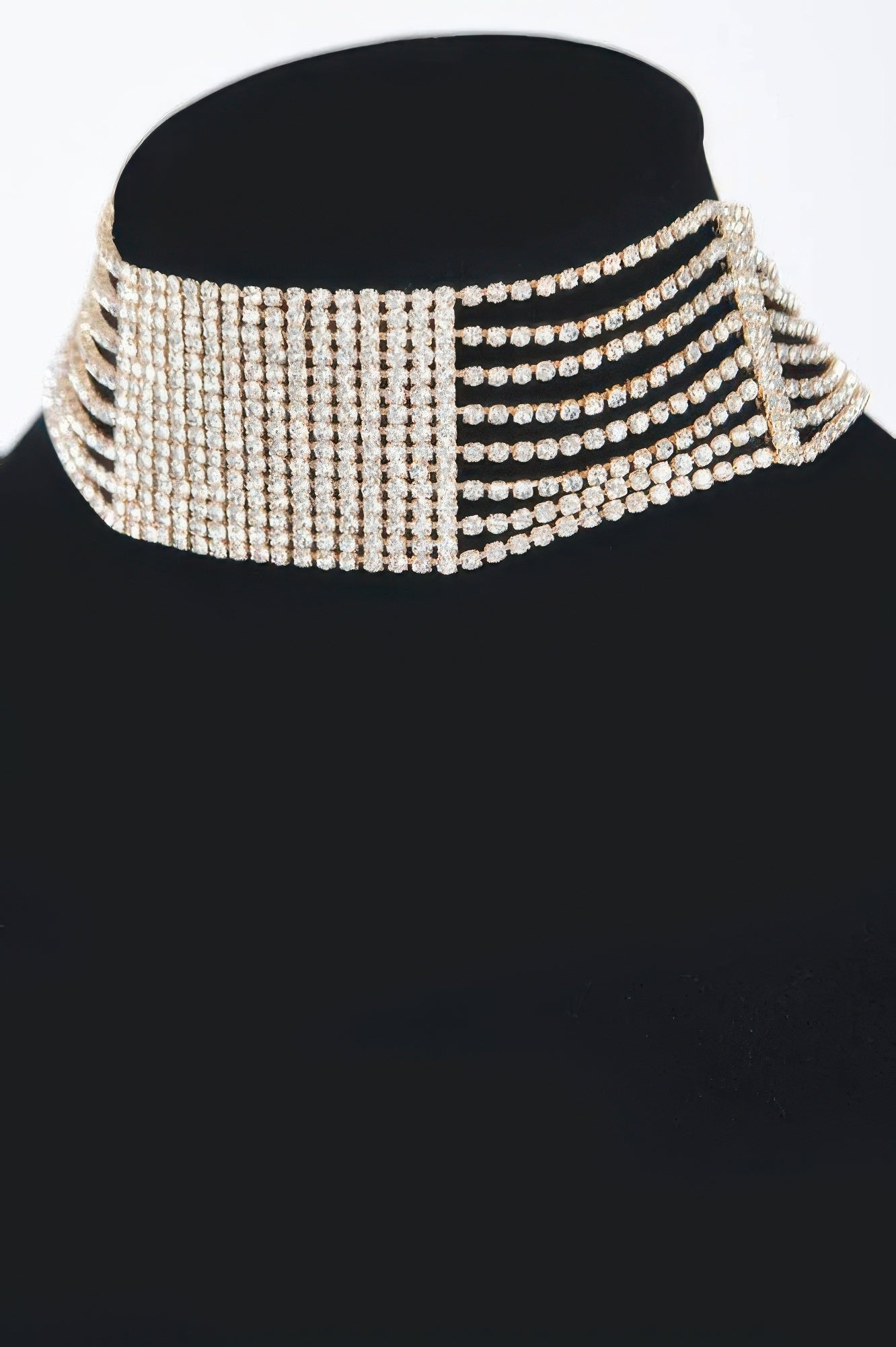 Multi-Row Rhinestone Statement Choker Secondary image
