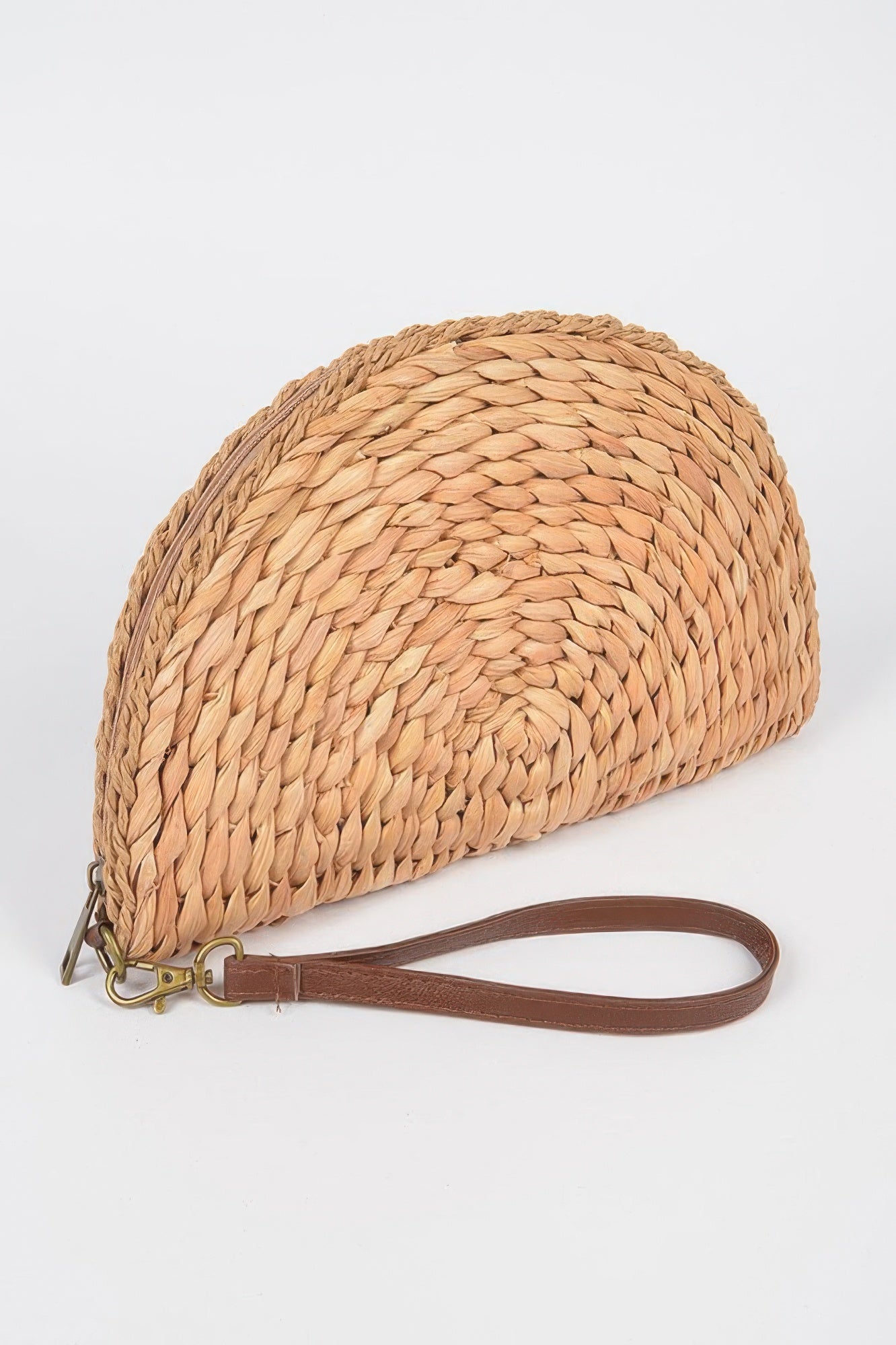 Woven Straw Half-Moon Clutch Secondary image