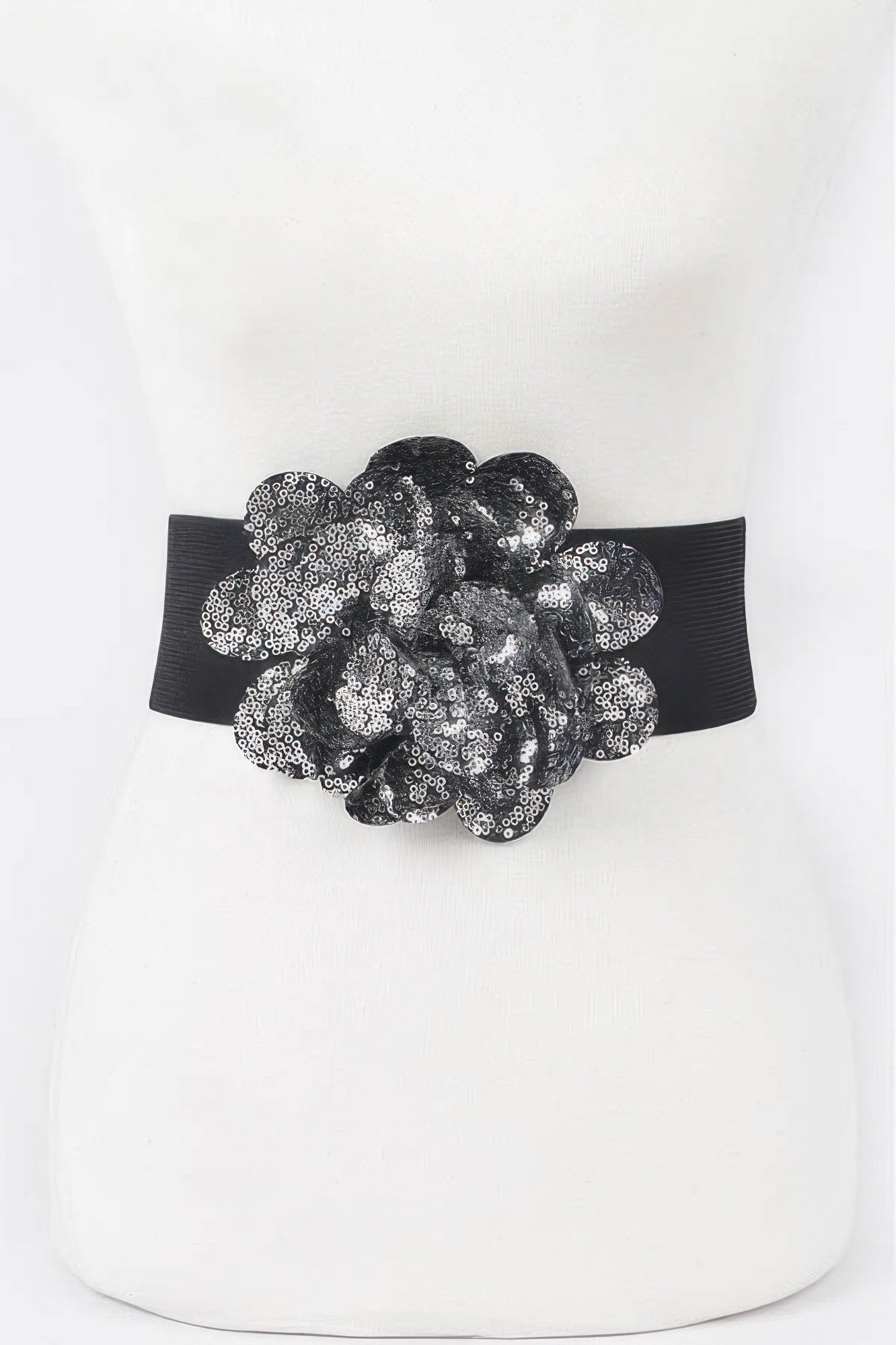 Floral Sequin Stretch Belt with Elastic Band Secondary image
