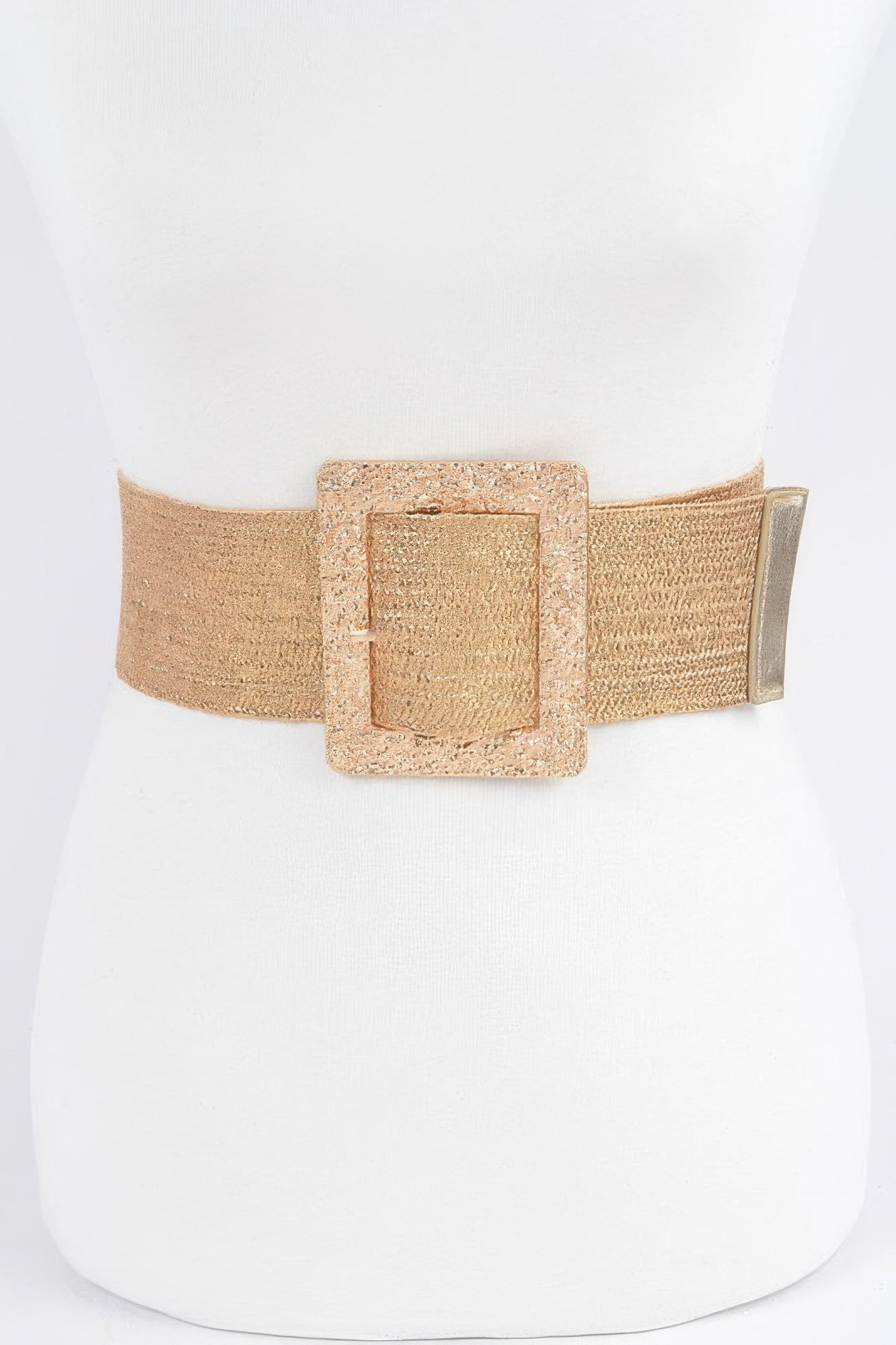 Wide Textured Metal Buckle Belt Secondary image
