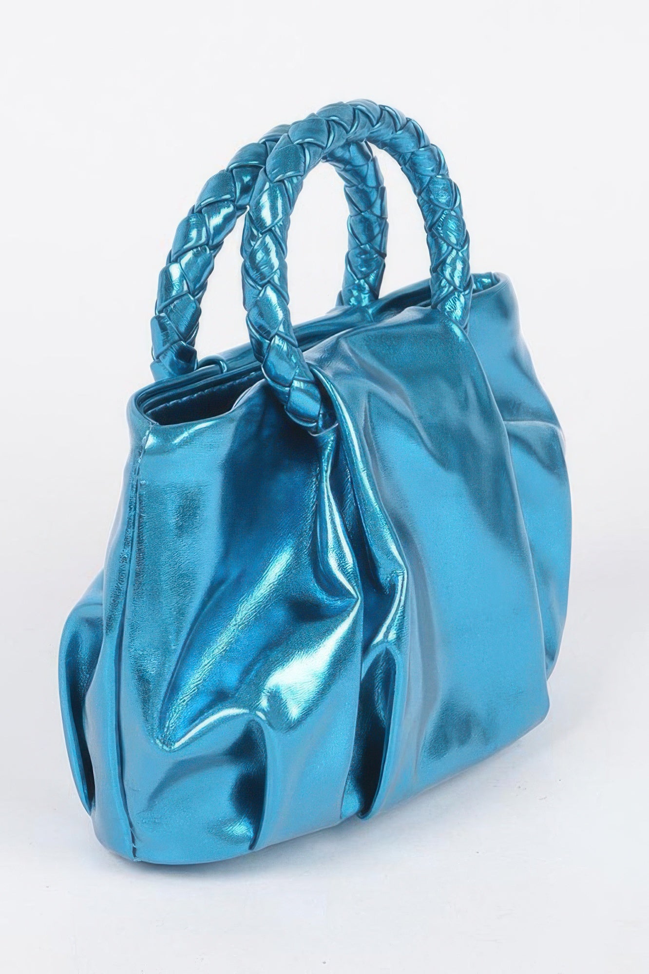 Metallic Structured Top Handle Bag with Chain Strap Secondary image