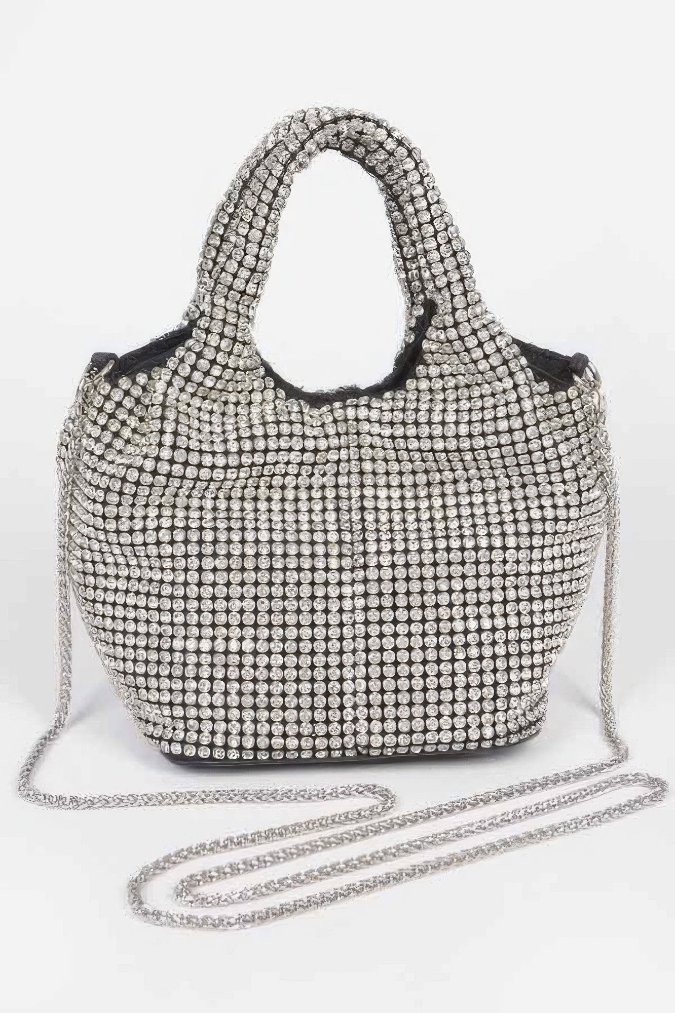 Oversized Rhinestone Handle Bag with Chain Strap Secondary image