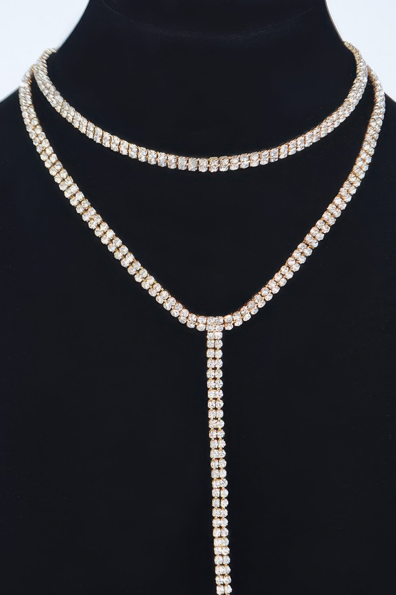 Rhinestone Longline Choker Necklace Secondary image