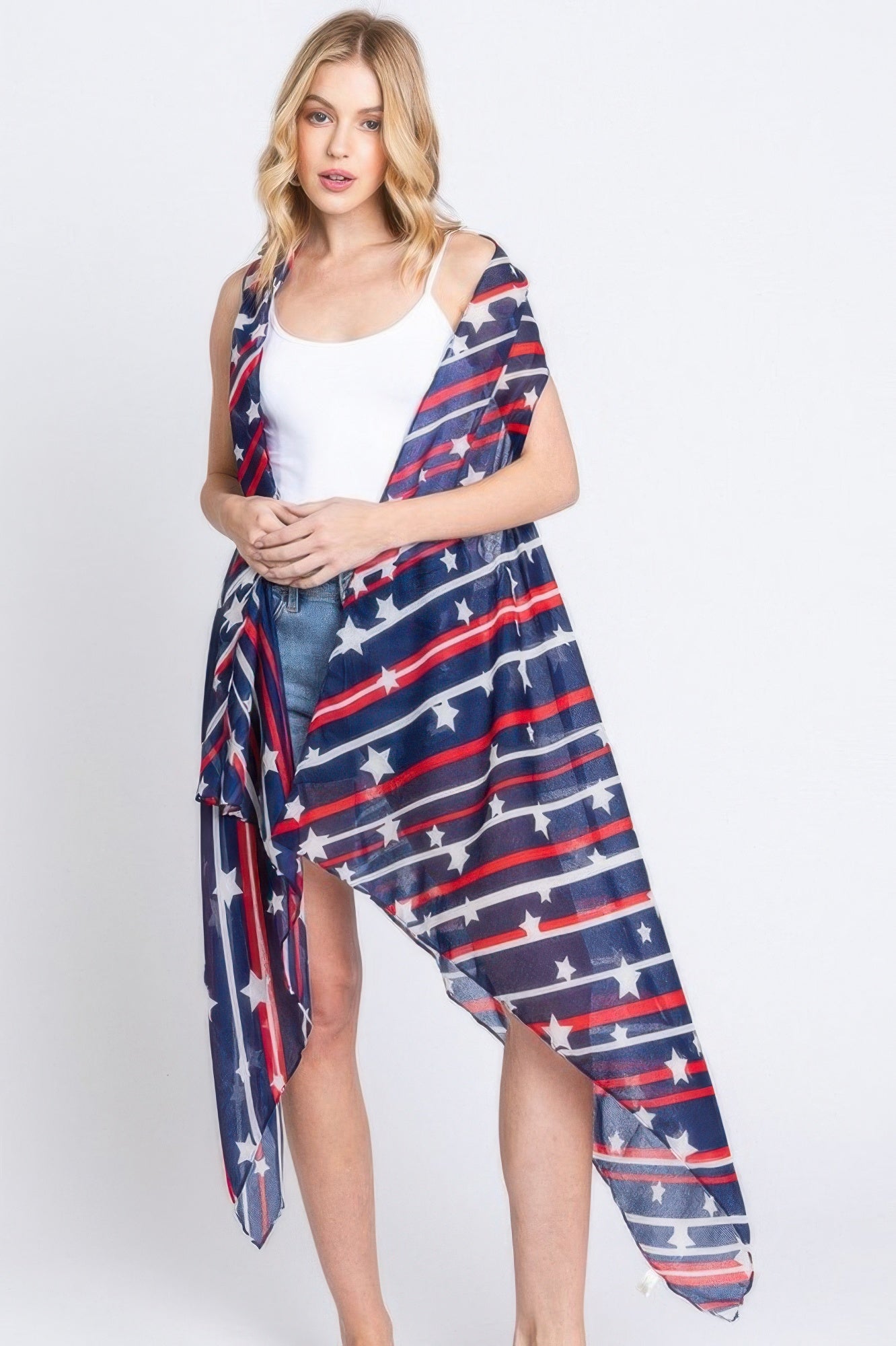 Stars and Stripes Draped Layering Vest Secondary image