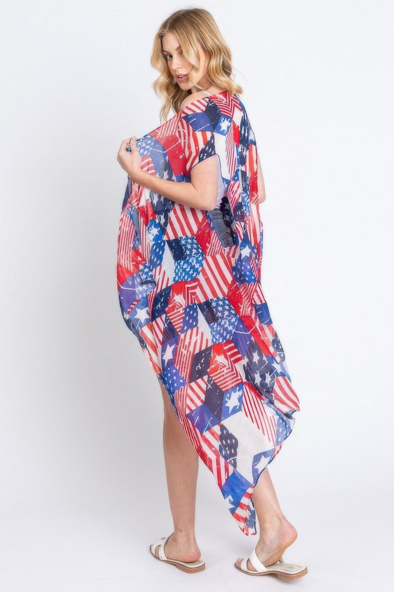 Open-Front American Flag Print Vest Secondary image