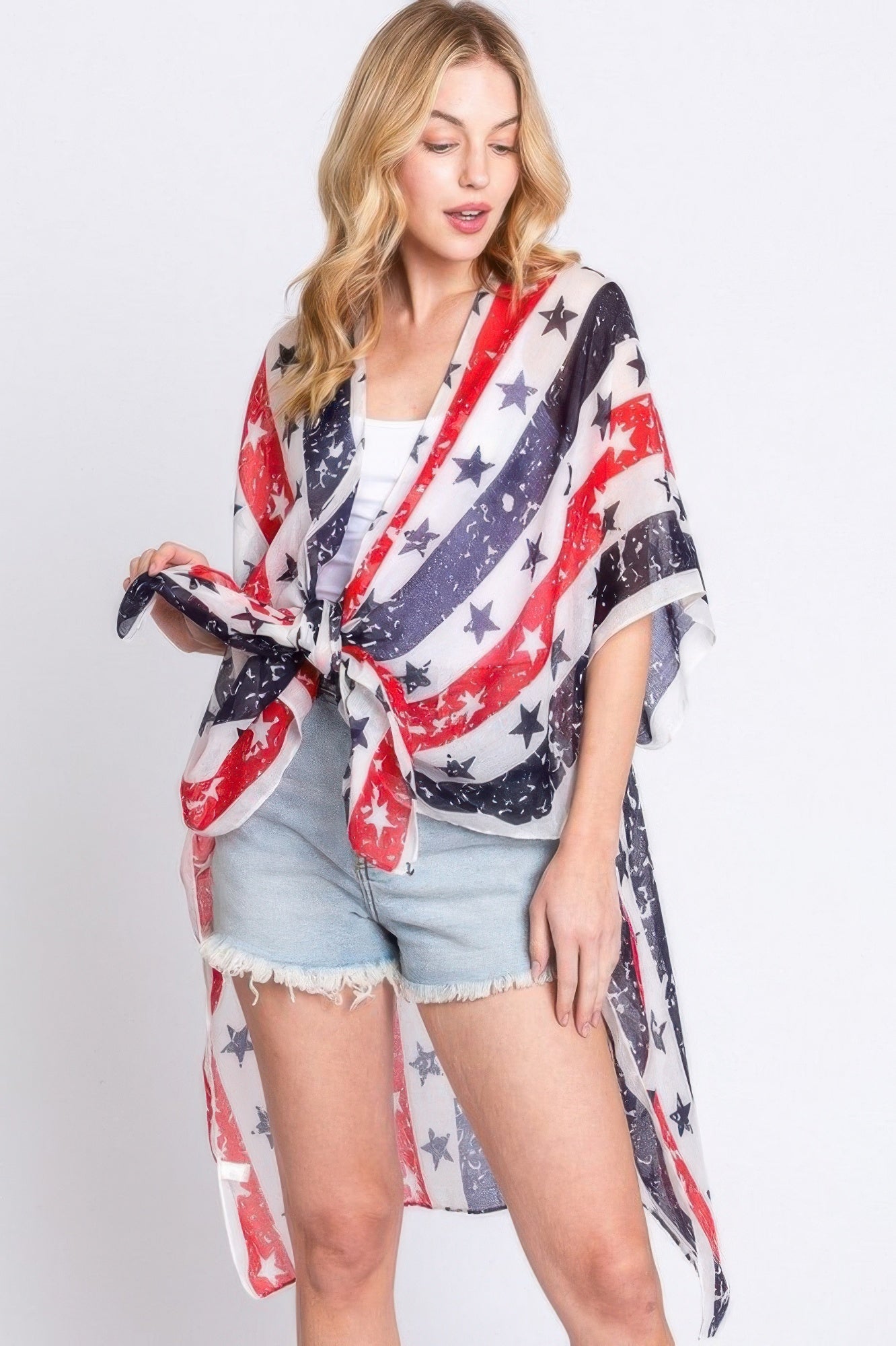 Stars and Stripes Open-Front Kimono Secondary image