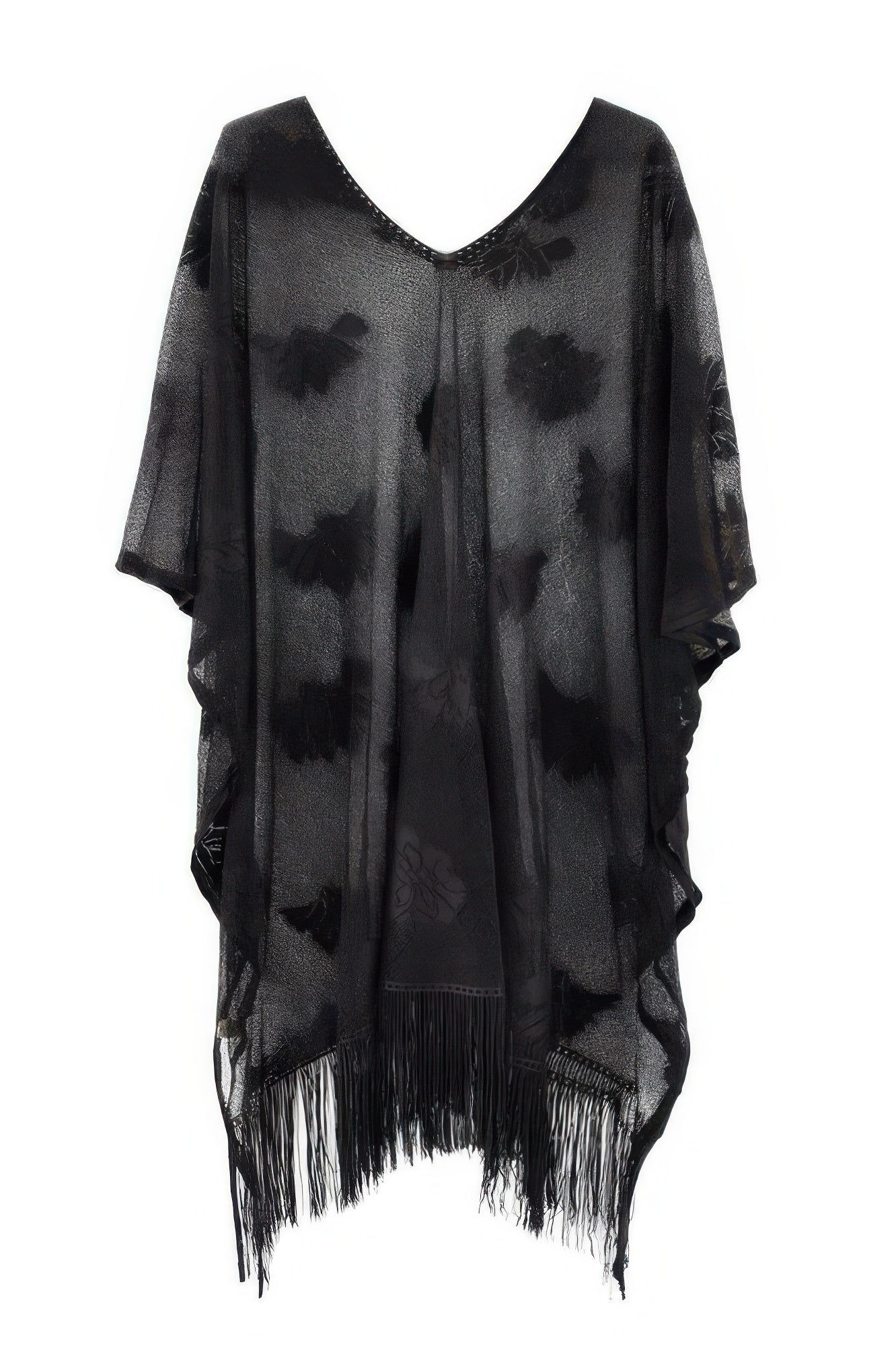 Sheer Floral Lace Fringe Cover-Up Poncho Secondary image