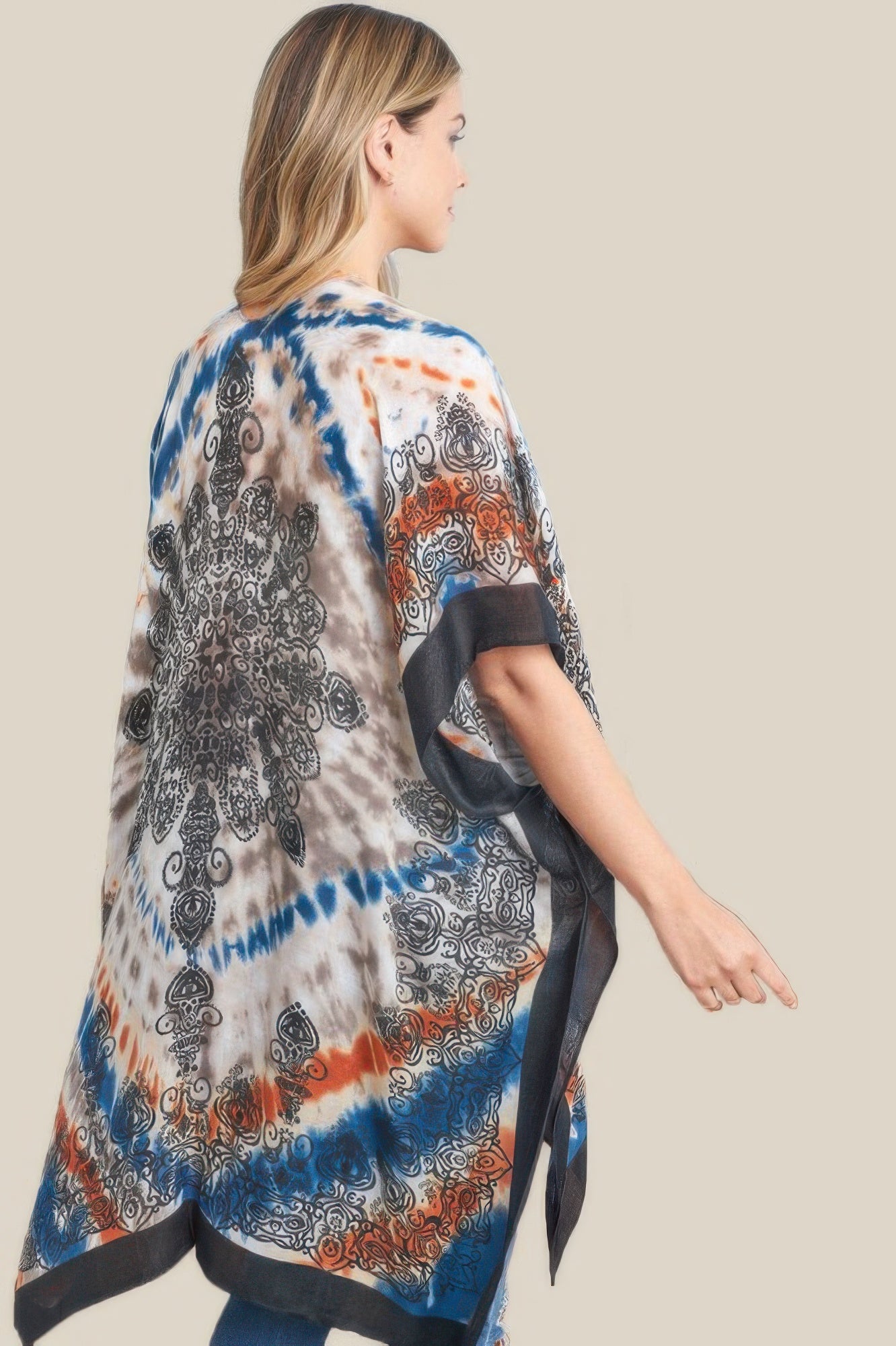 Printed Open-Front Kimono Layer Secondary image