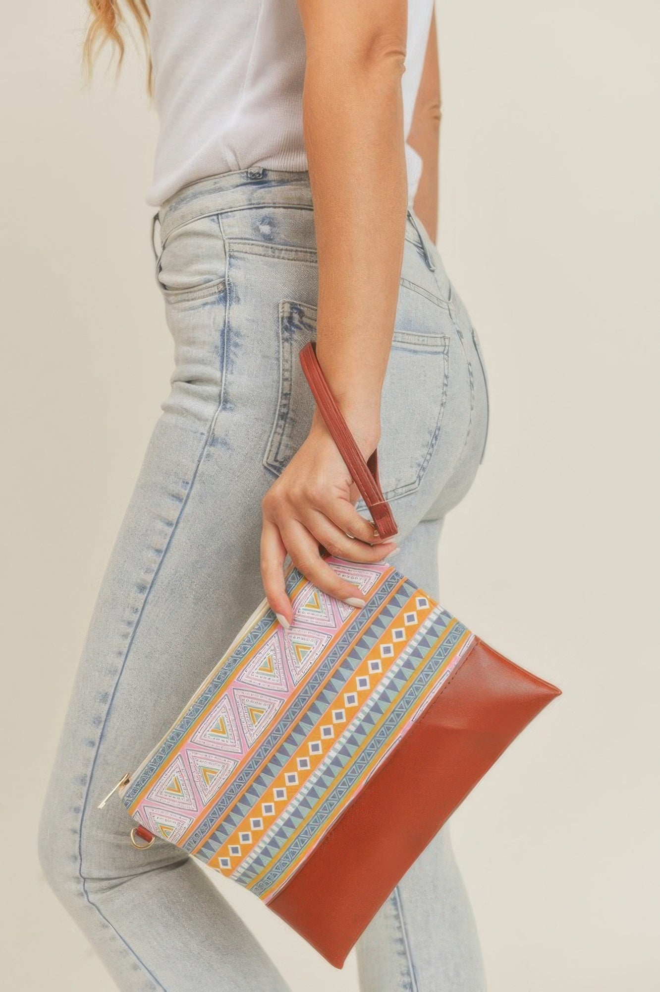 Multicolor Aztec Pattern Crossbody Wristlet Secondary image
