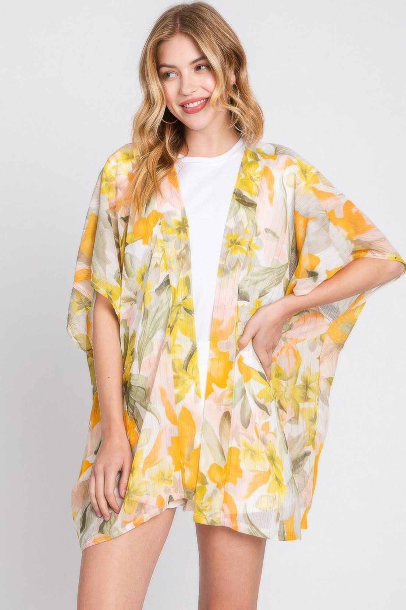 Floral Kimono-Style Beach Cover-Up Secondary image