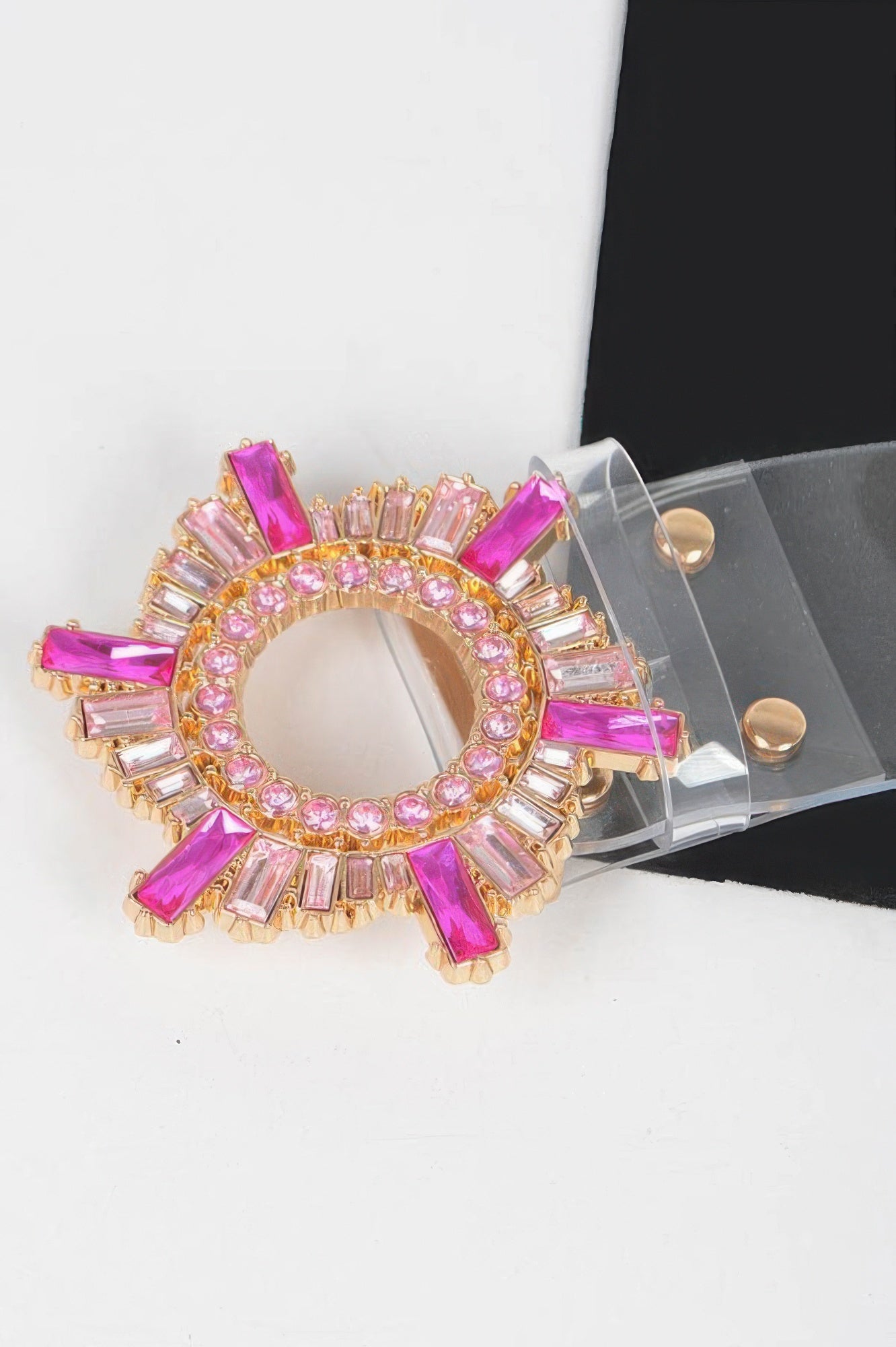 Clear Belt with Oversized Multi-Stone Buckle Secondary image