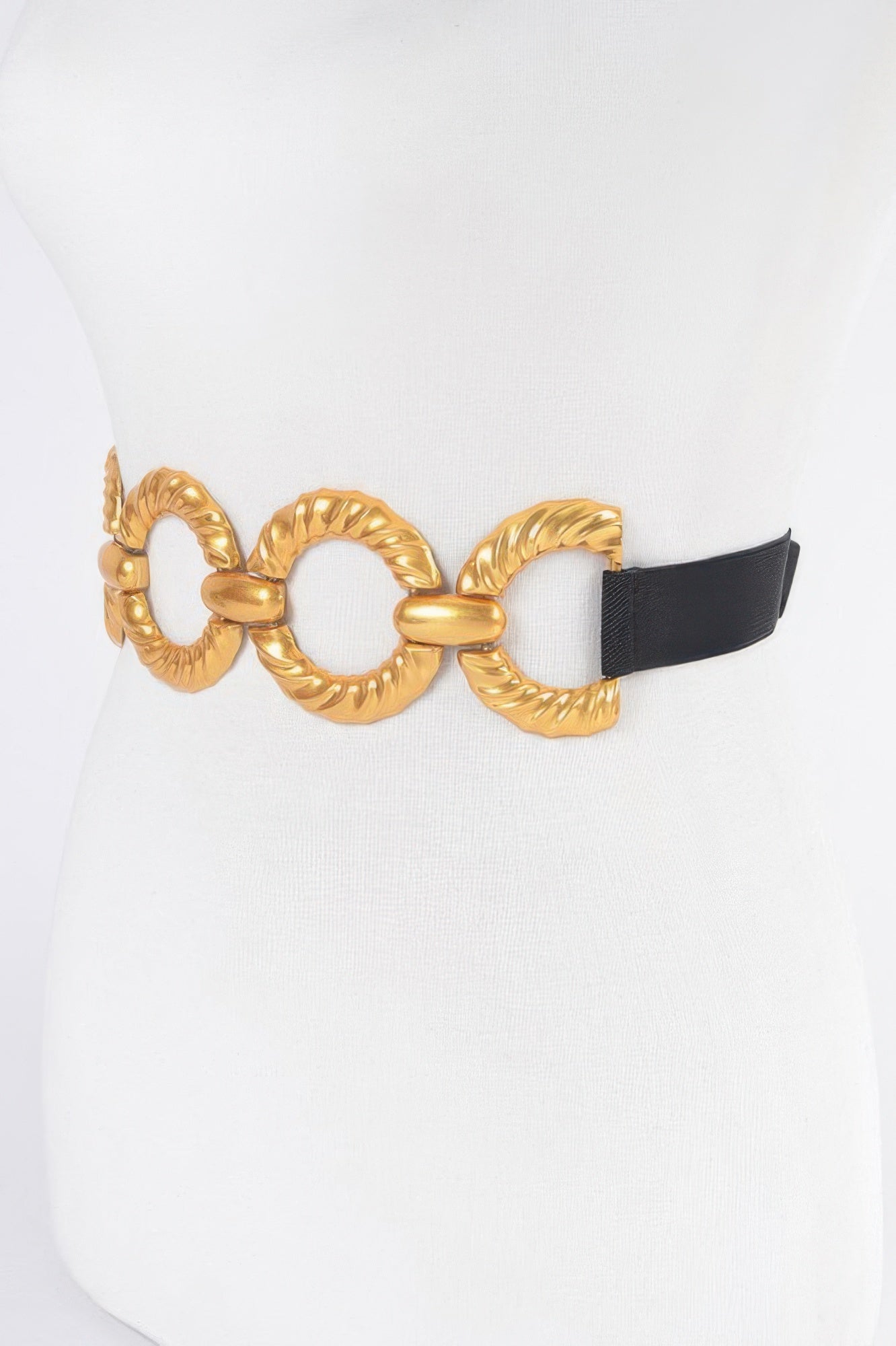 Black Gold Multi-Buckle Elastic Waist Belt Secondary image