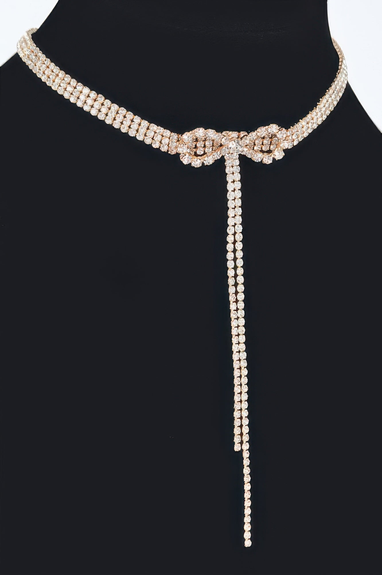 Rhinestone Bow Drop Choker Necklace Secondary image