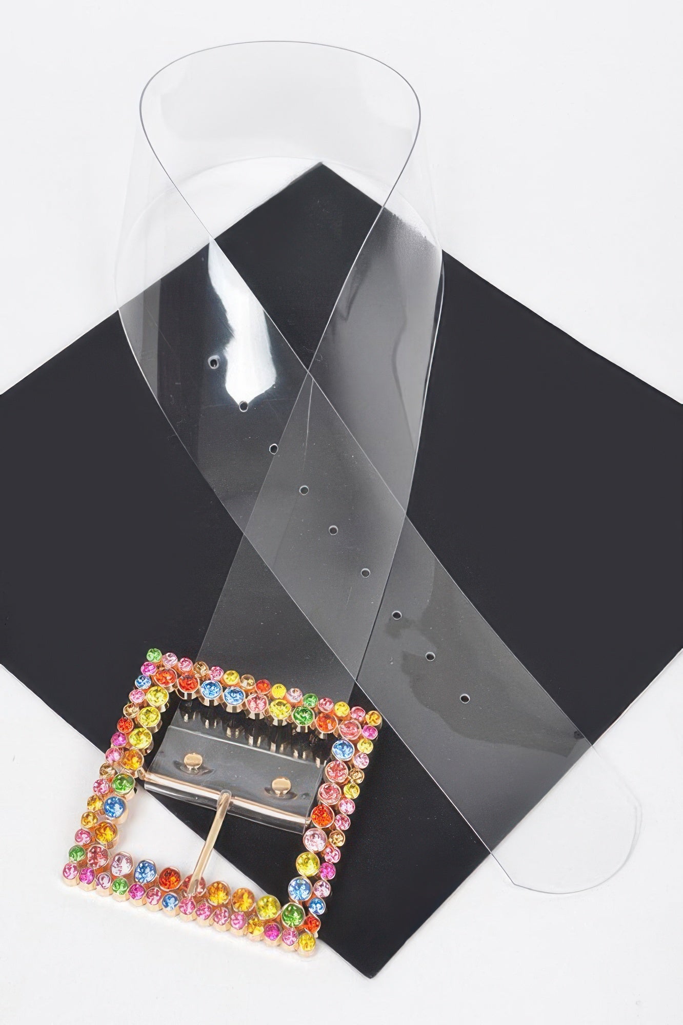 Wide Clear Belt with Multicolor Rhinestone Buckle Secondary image