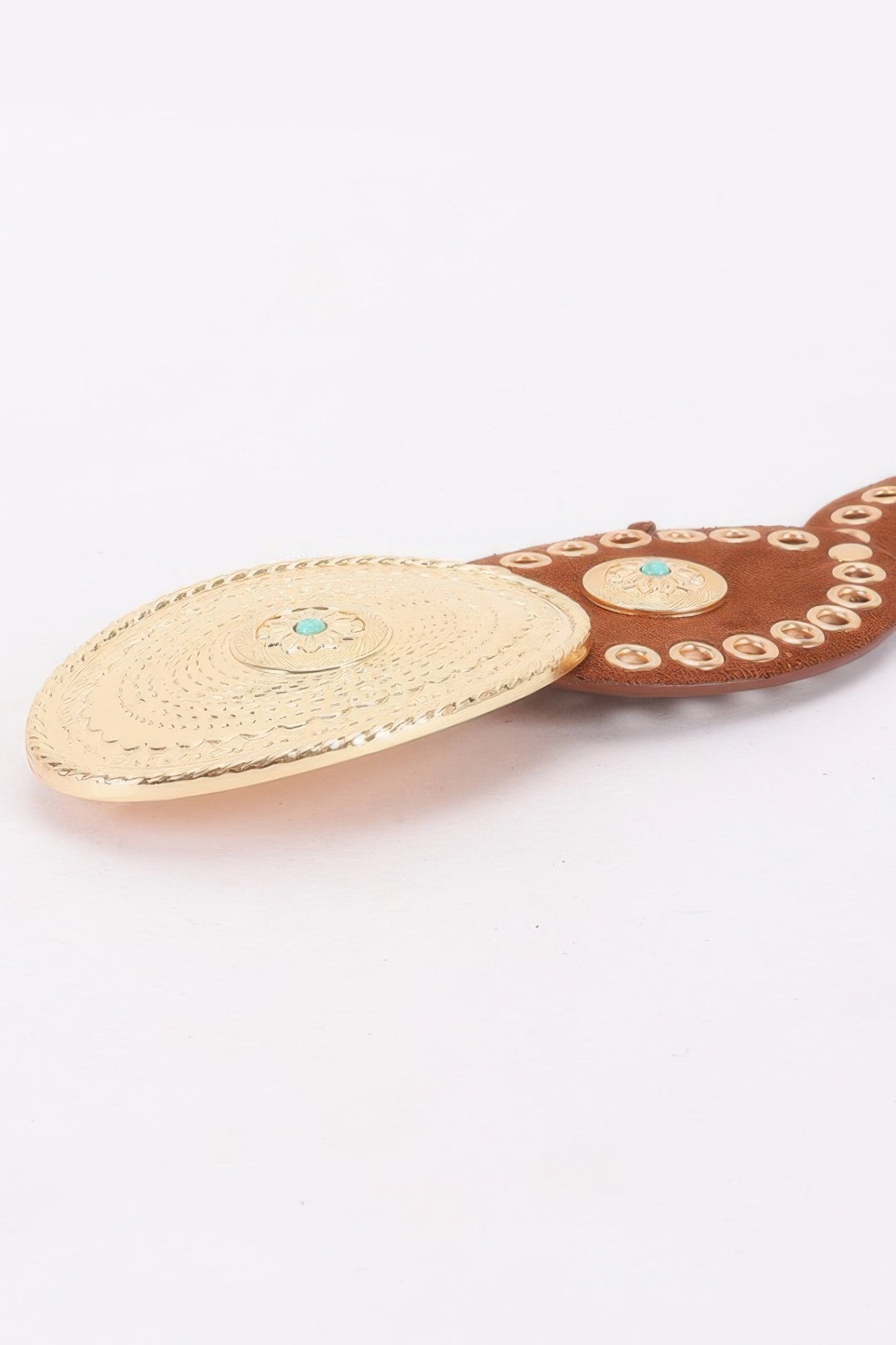 Oval Studded PU Waist Belt with Statement Buckle Secondary image