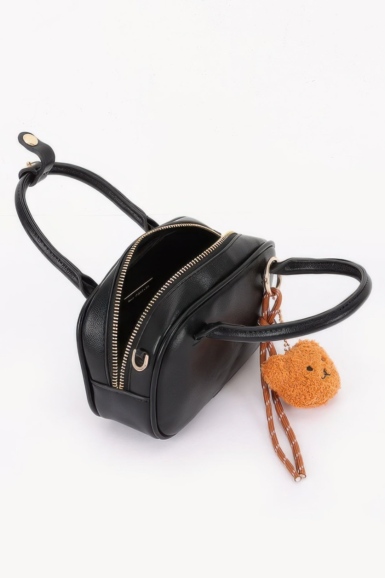 Mini Vegan Leather Bowling Bag With Bear Charm Secondary image