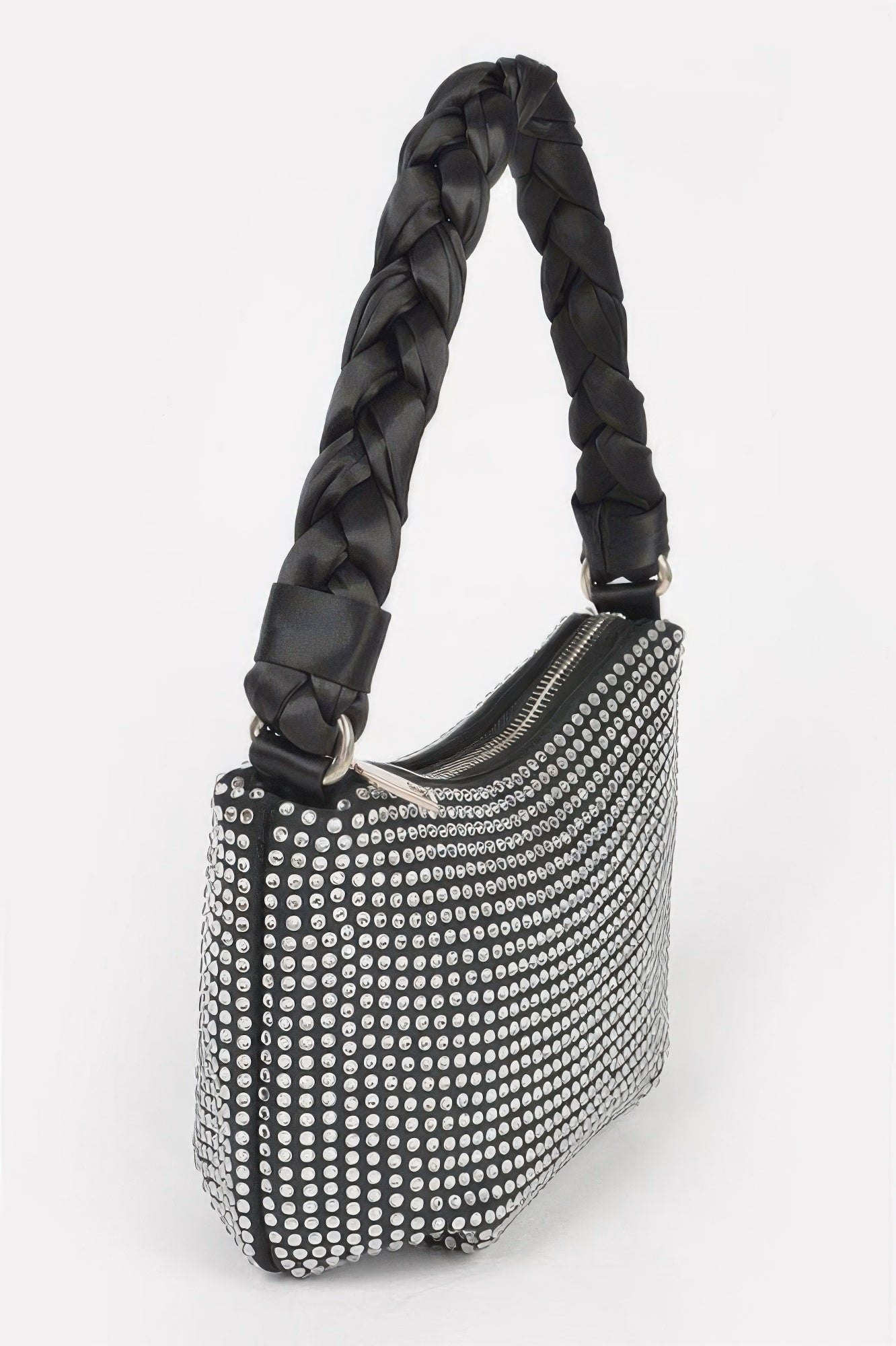 Rhinestone Studded Small Hobo Bag with Twisted Handle Secondary image