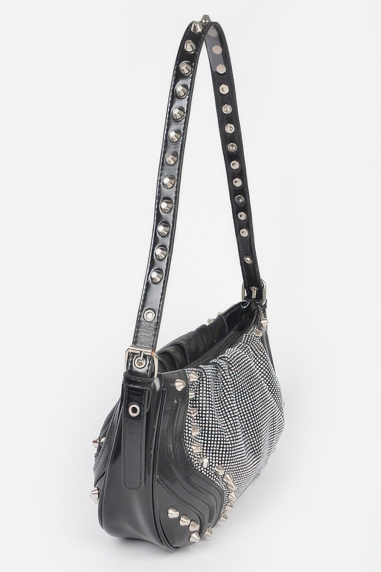 Studded Rhinestone Shoulder Bag with Metal Detail Secondary image