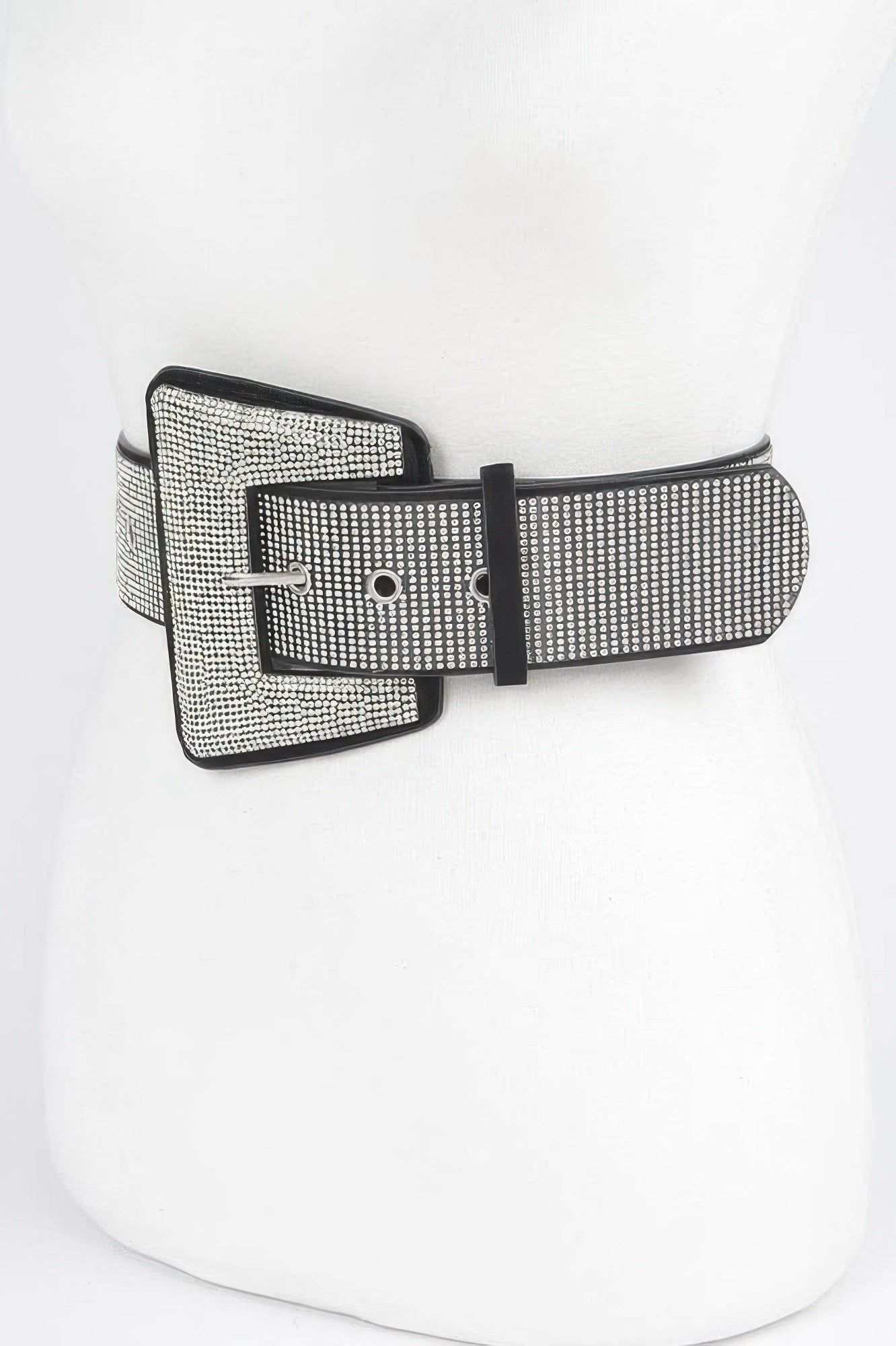 Black Rhinestone Wide Buckle Belt Secondary image